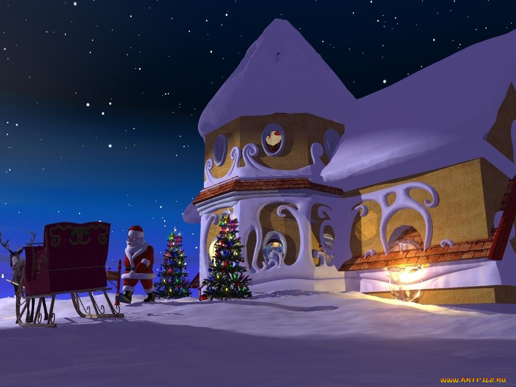 праздничные, 3д, графика, новый, год