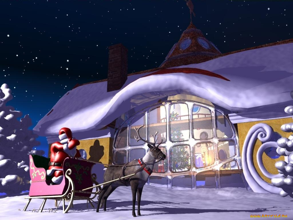 праздничные, 3д, графика, новый, год