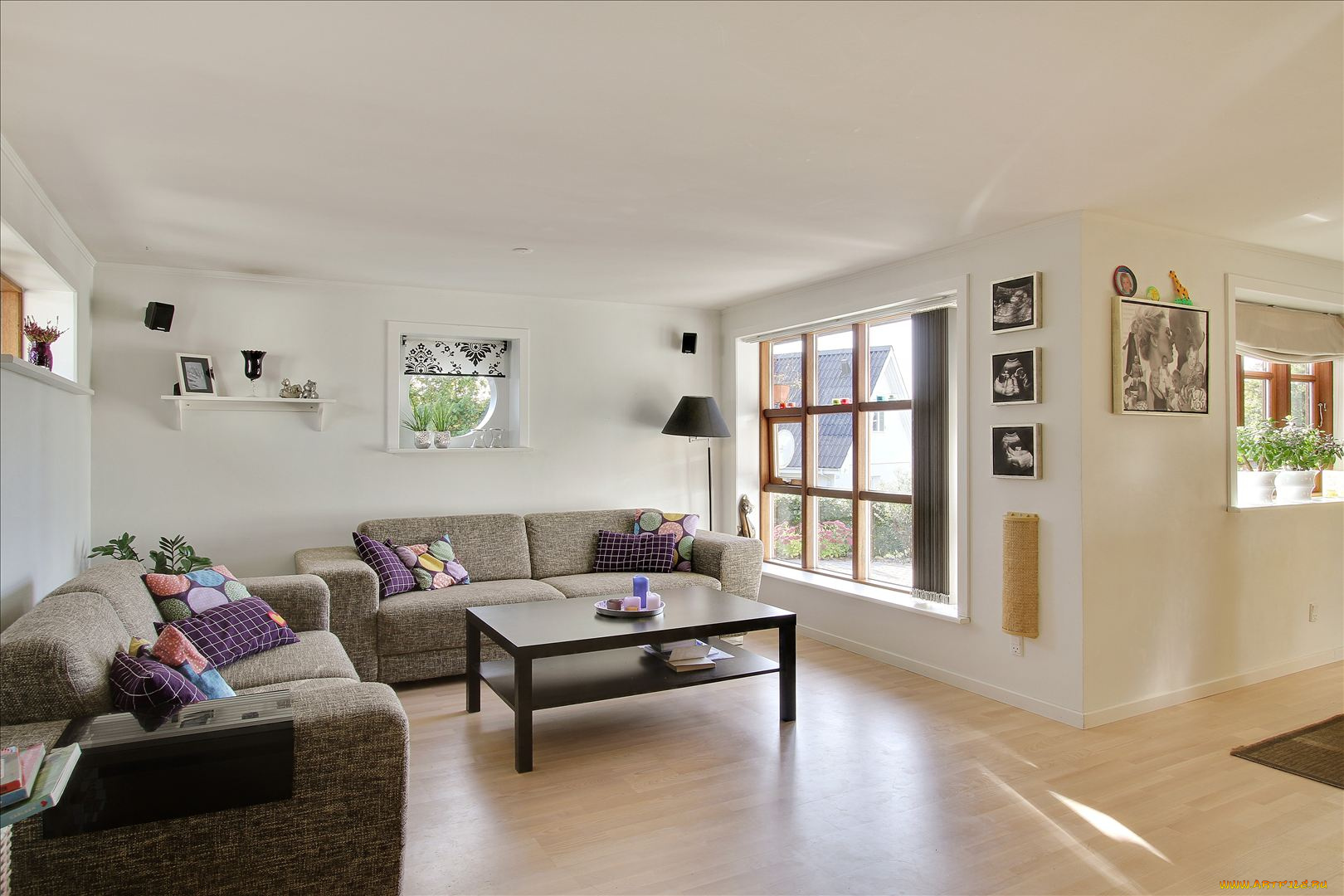 интерьер, гостиная, комната, диван, подушки