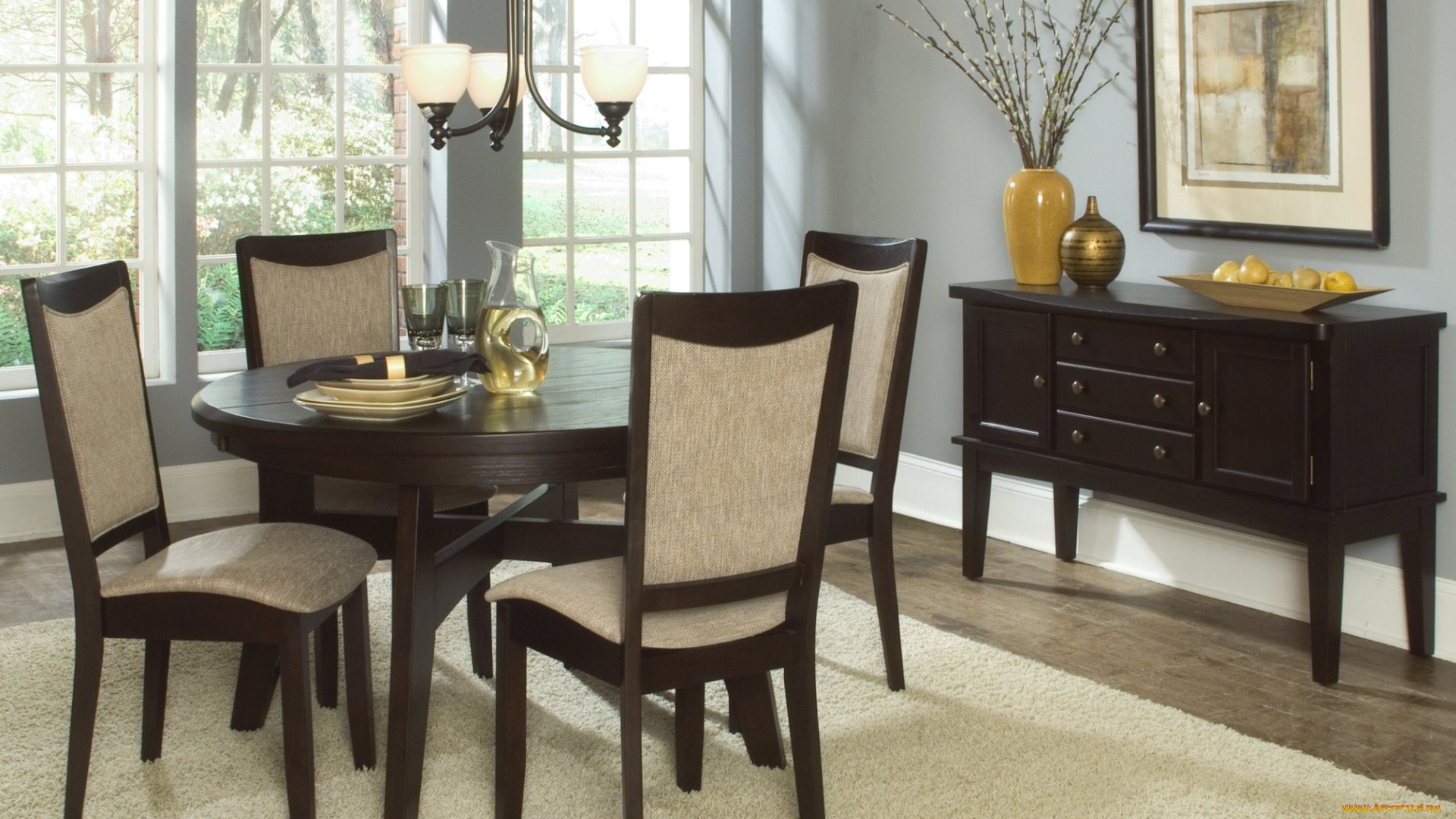 интерьер, столовая, стулья, стол