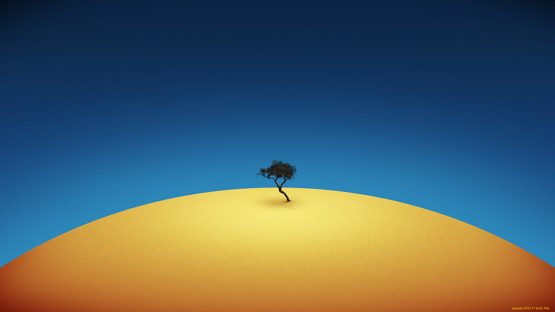 lonely, tree, разное, компьютерный, дизайн, дерево, холм