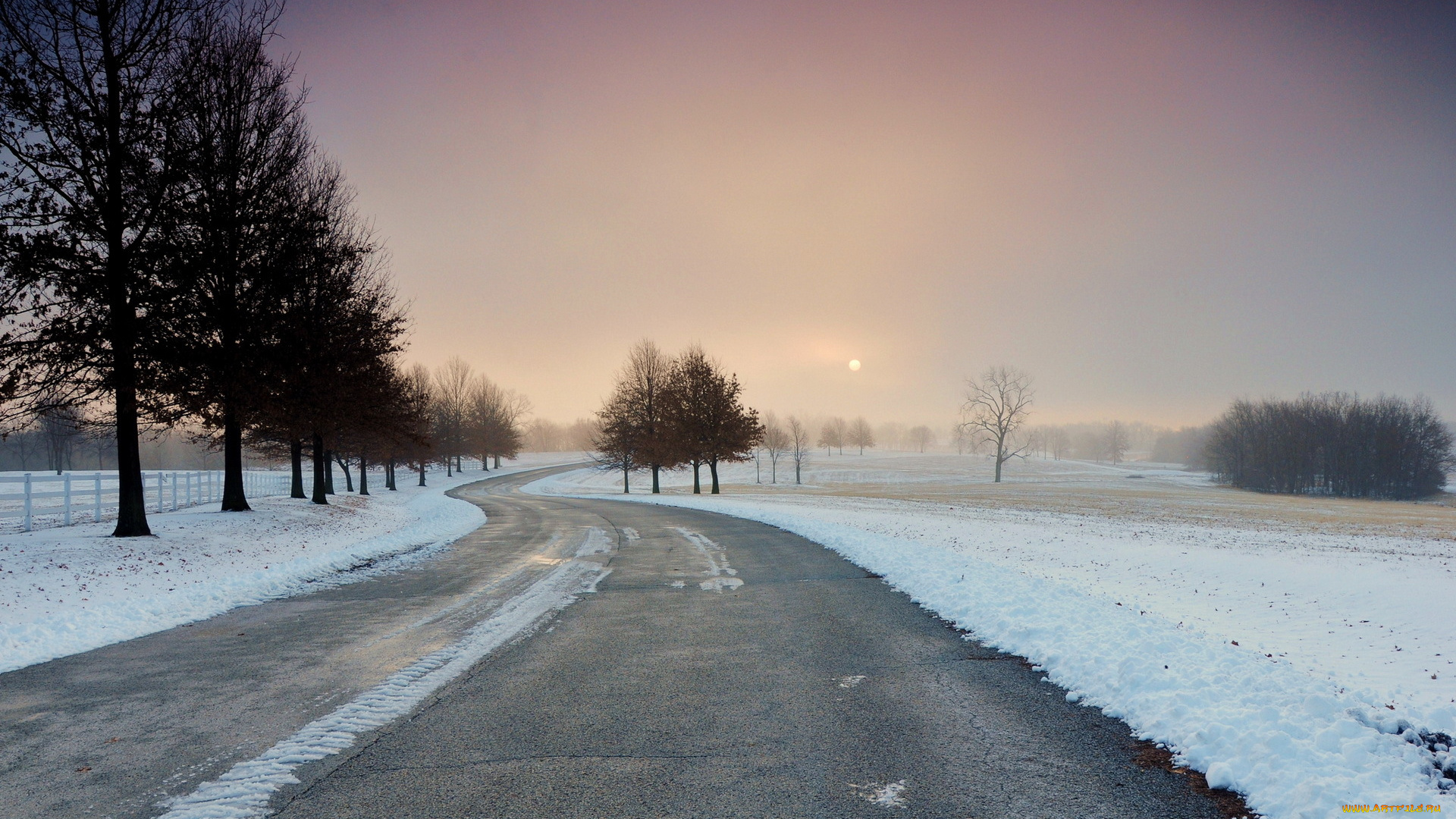 природа, дороги, снег, дорога