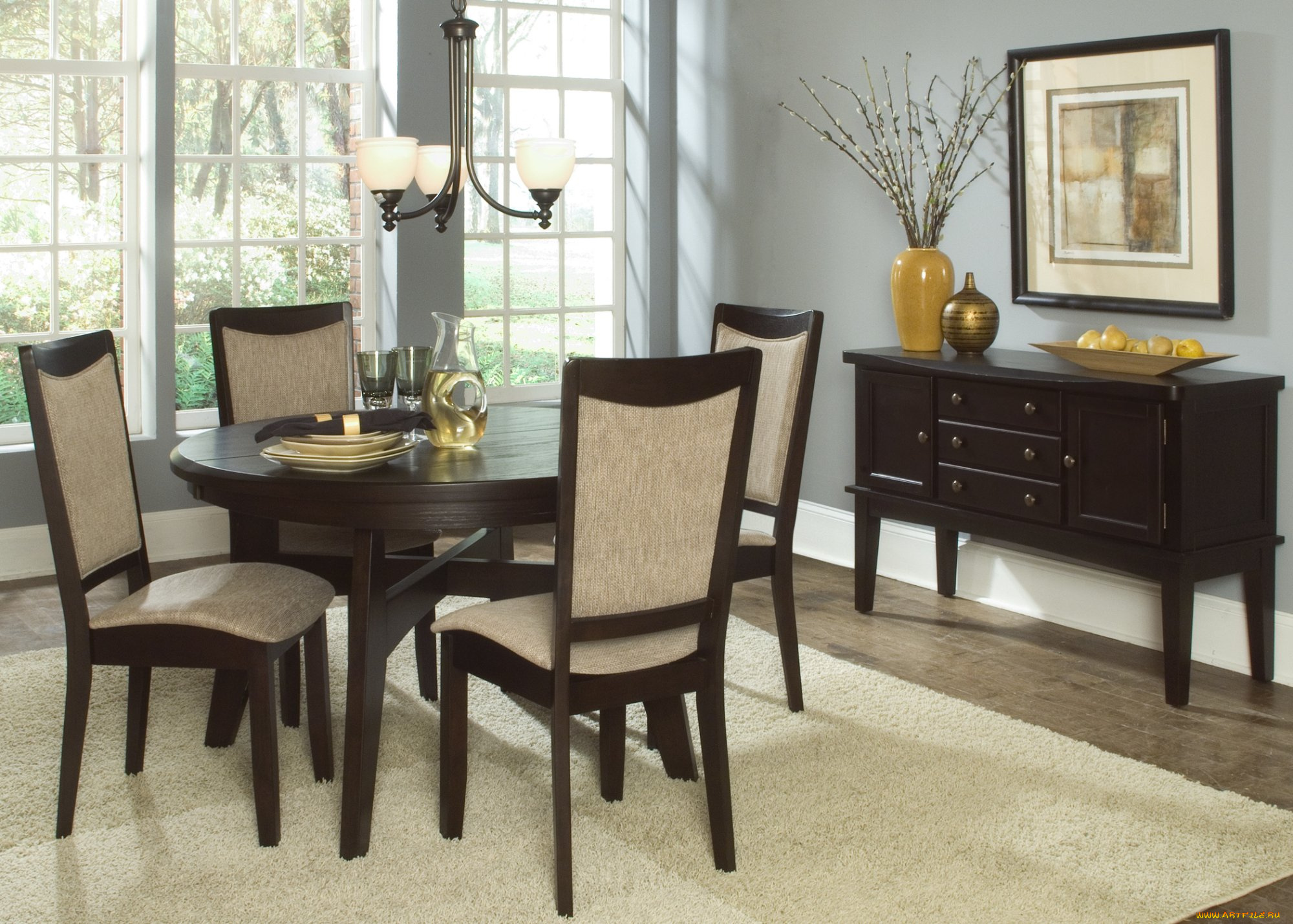 интерьер, столовая, стулья, стол