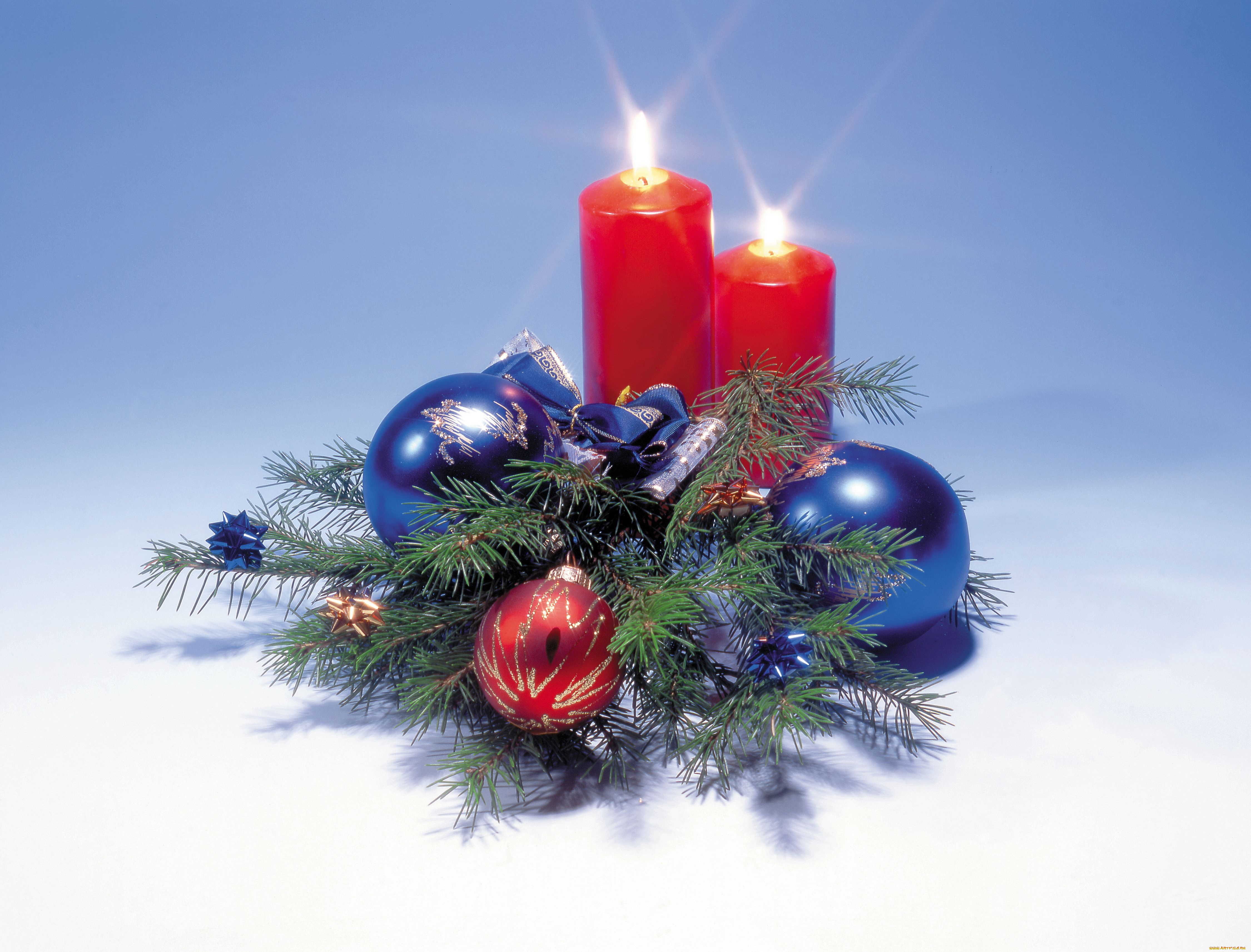 праздничные, разное, новый, год, шарики, свечи