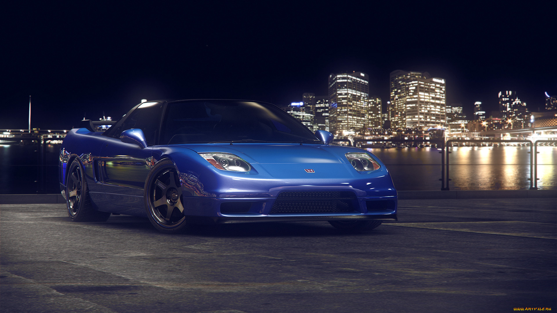 автомобили, 3д, honda, nsx, parked, blue