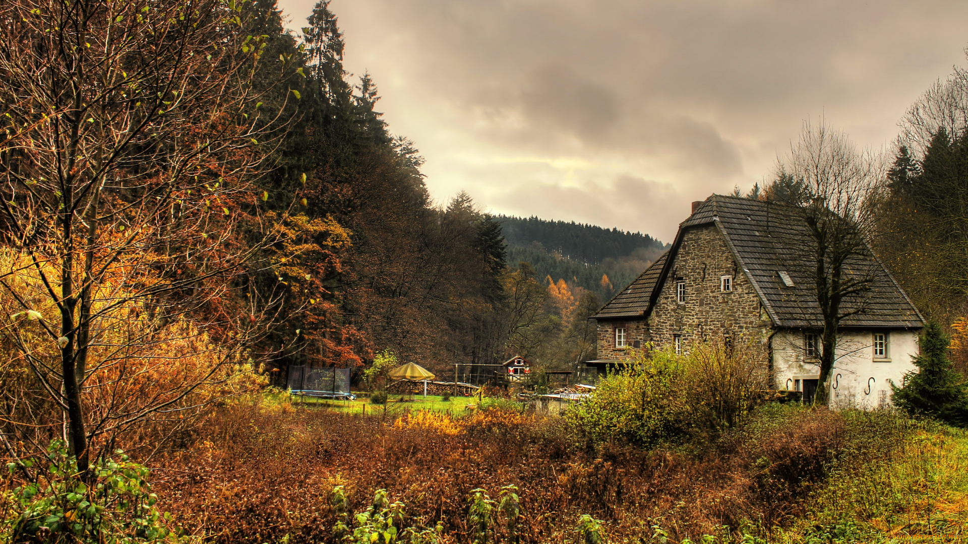 германия, , мариенхайде, города, -, пейзажи, дома, мариенхайде, германия, ландшафт, лес
