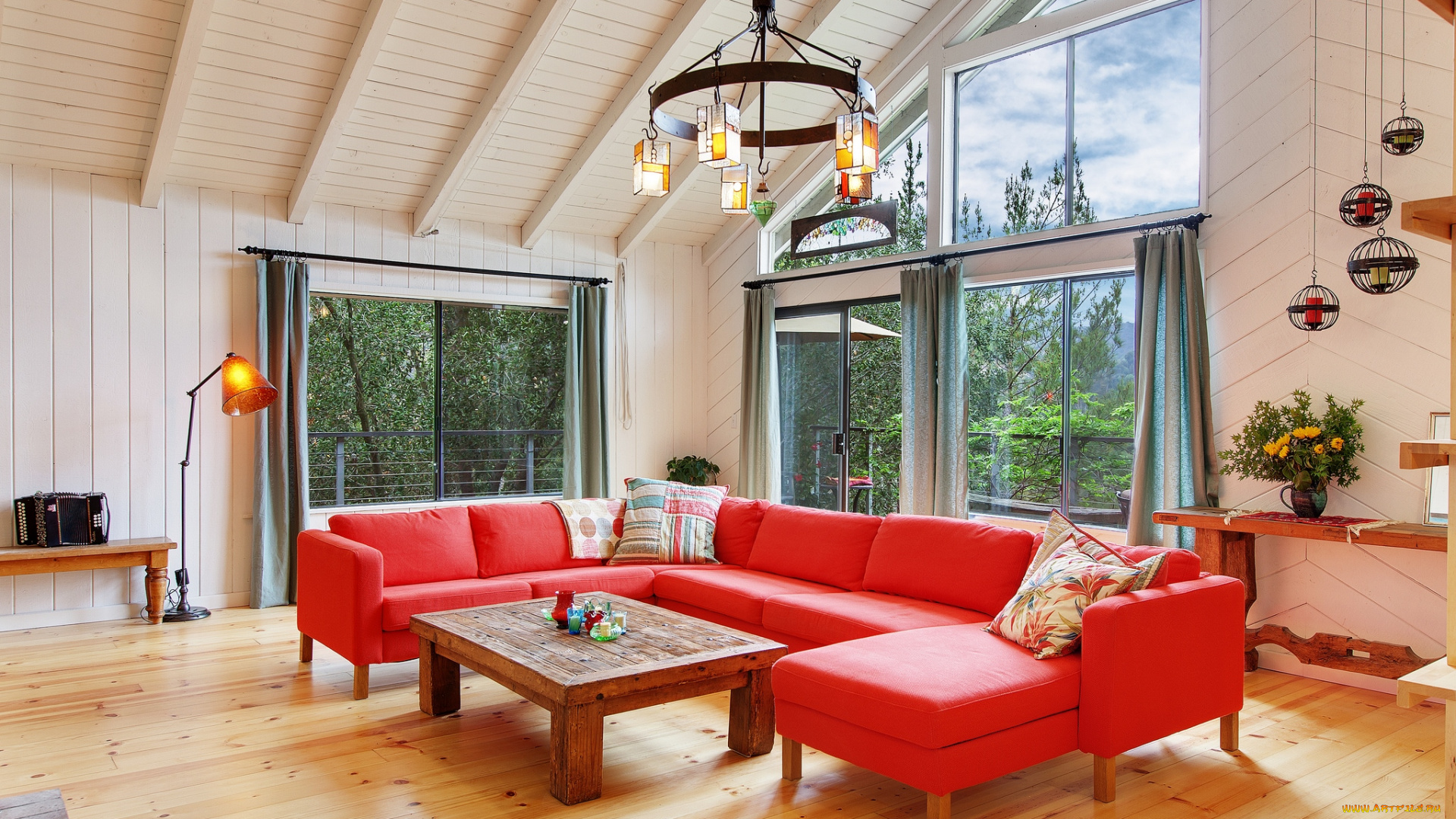 интерьер, гостиная, столик, диваны