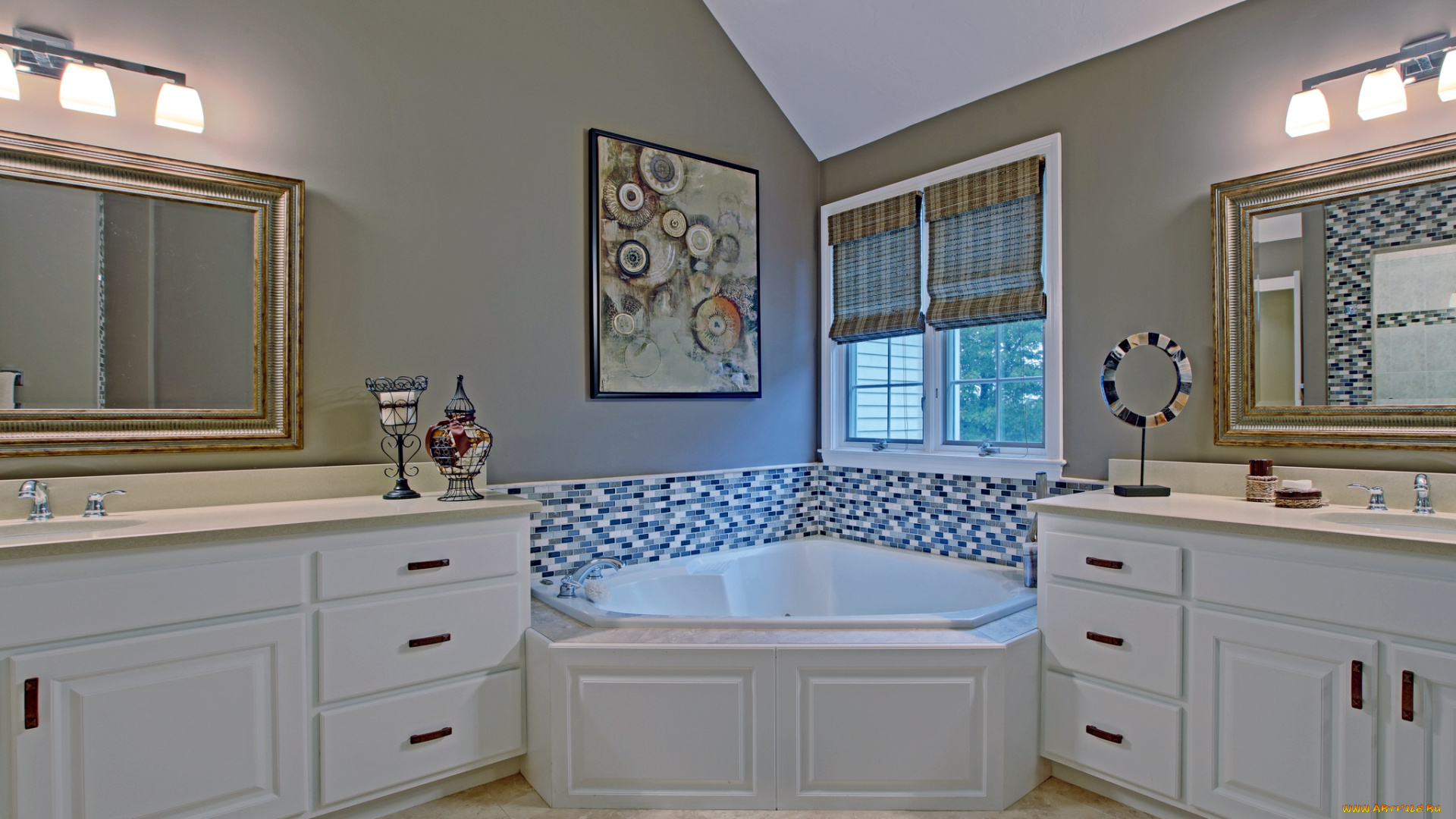 интерьер, ванная, и, туалетная, комнаты, ванна