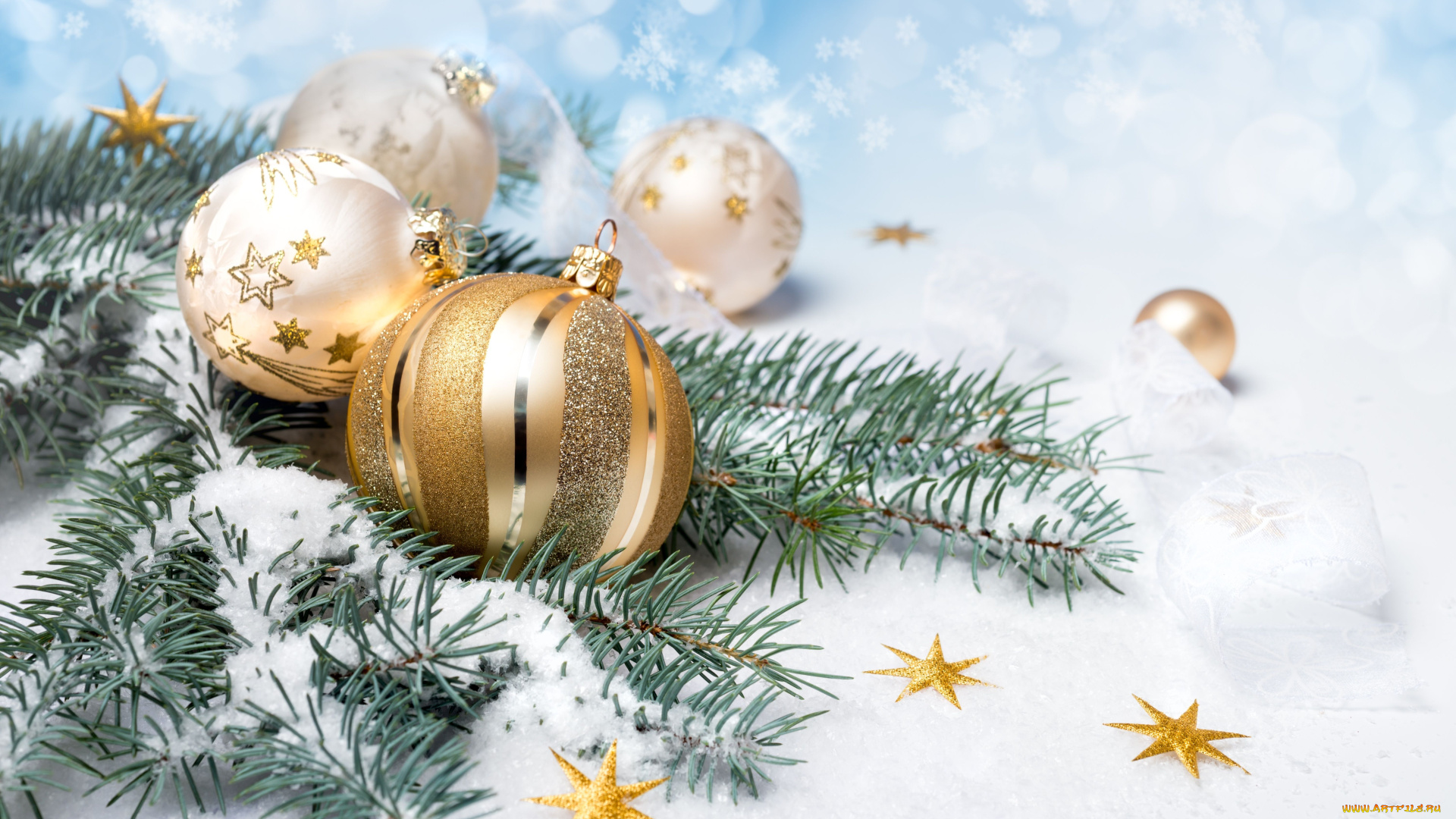 праздничные, шарики, ветка