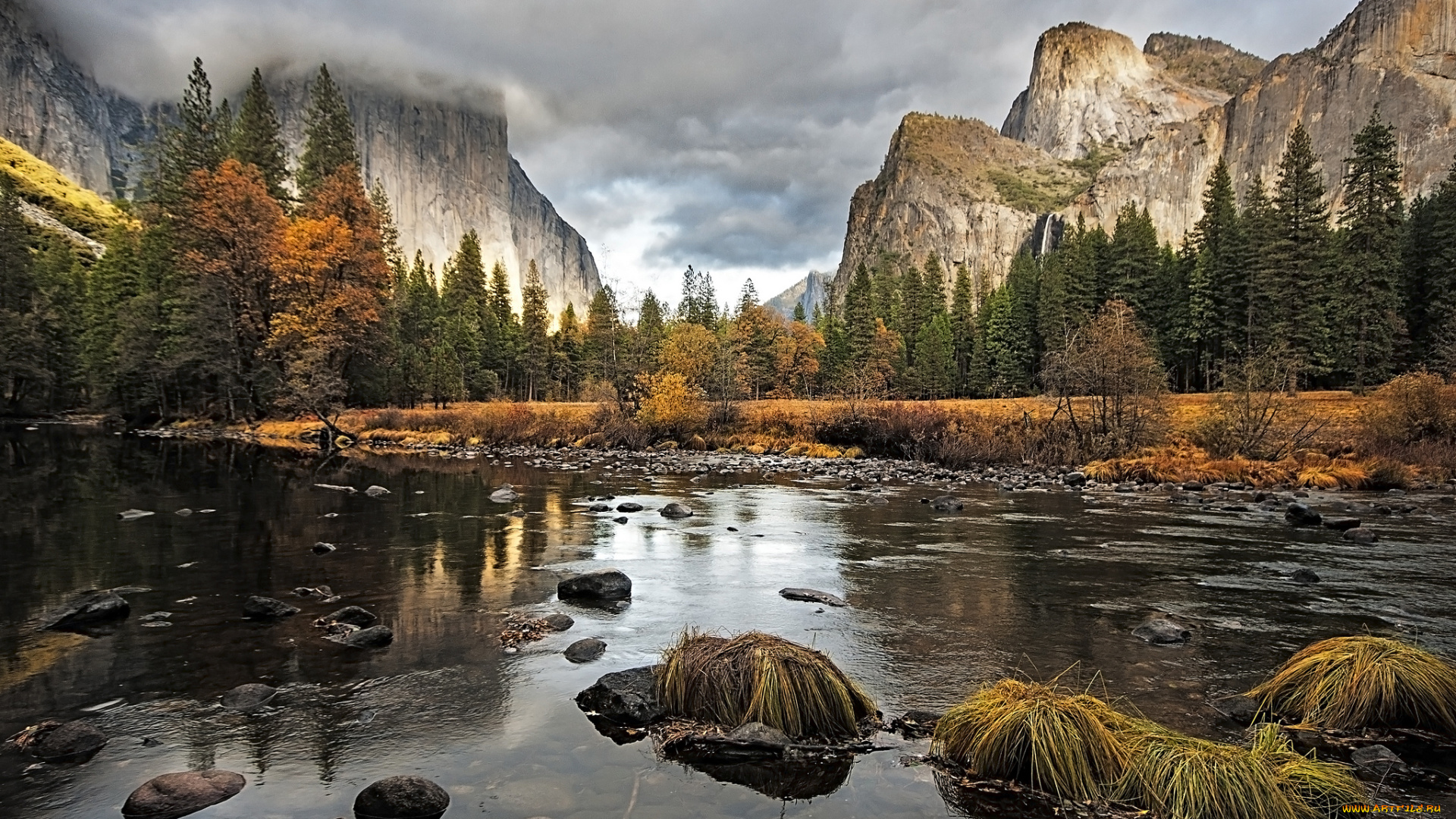 природа, реки, озера, лес, река, горы, осень