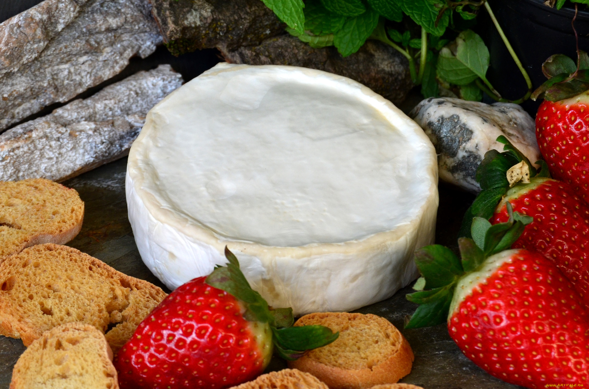 еда, разное, сыр, клубника