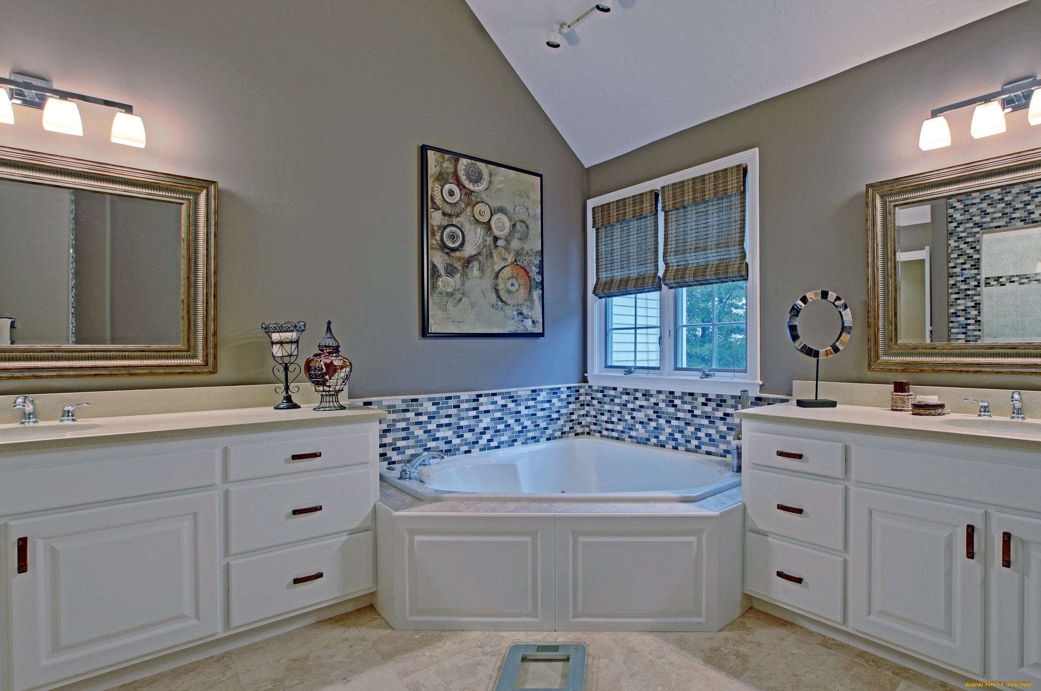 интерьер, ванная, и, туалетная, комнаты, ванна