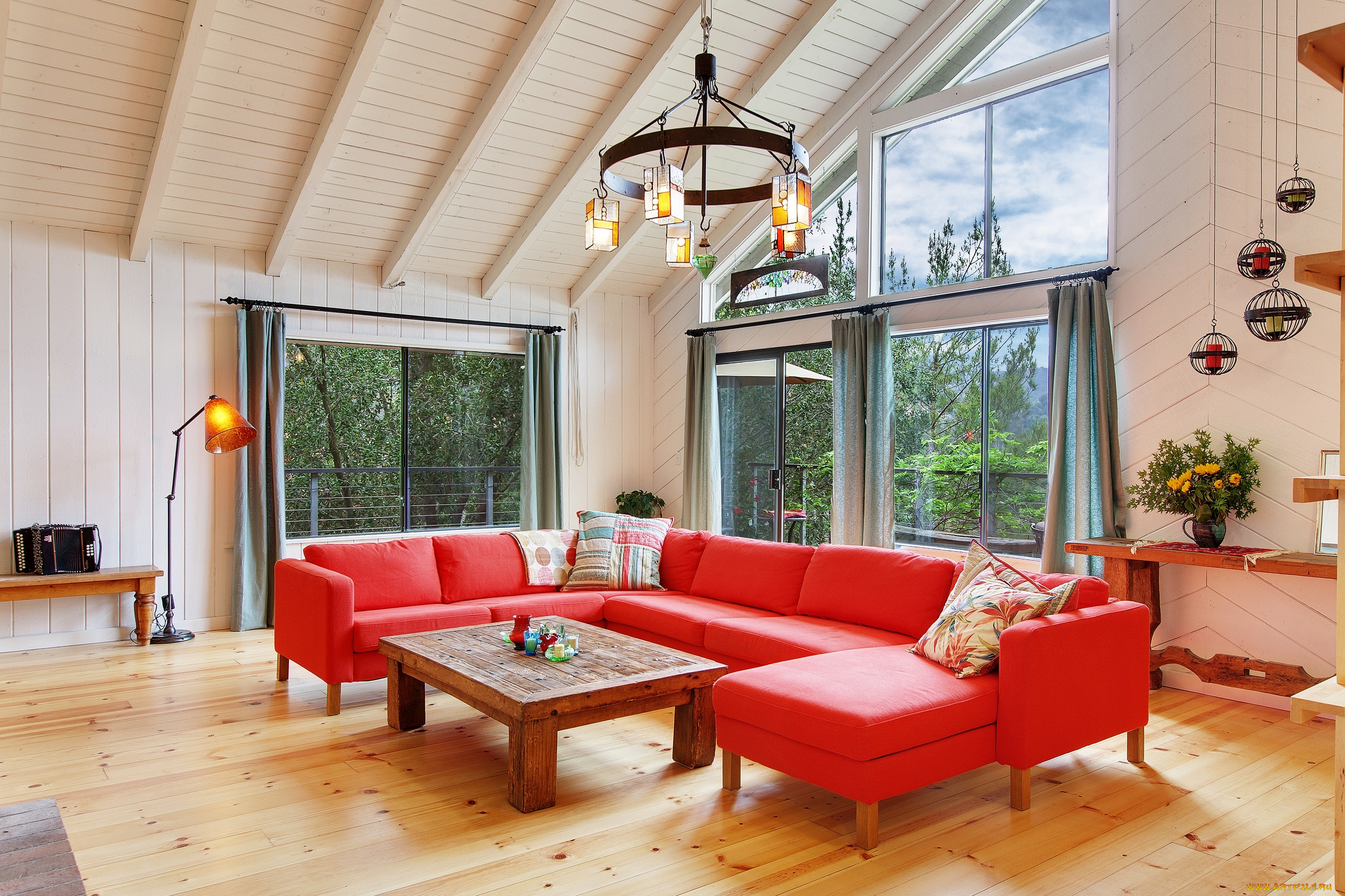 интерьер, гостиная, столик, диваны