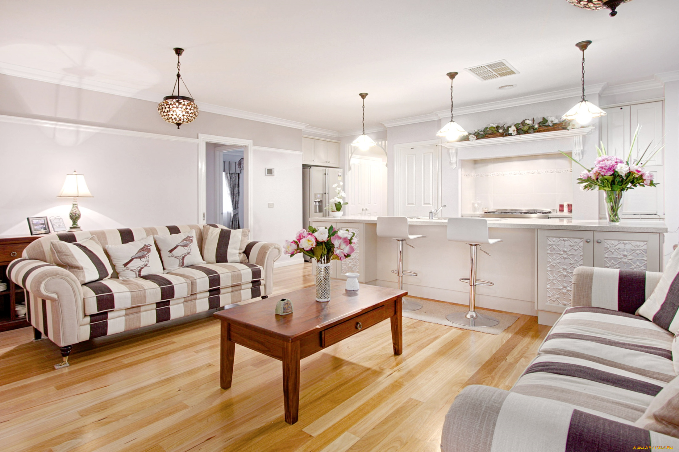 интерьер, гостиная, столик, диваны