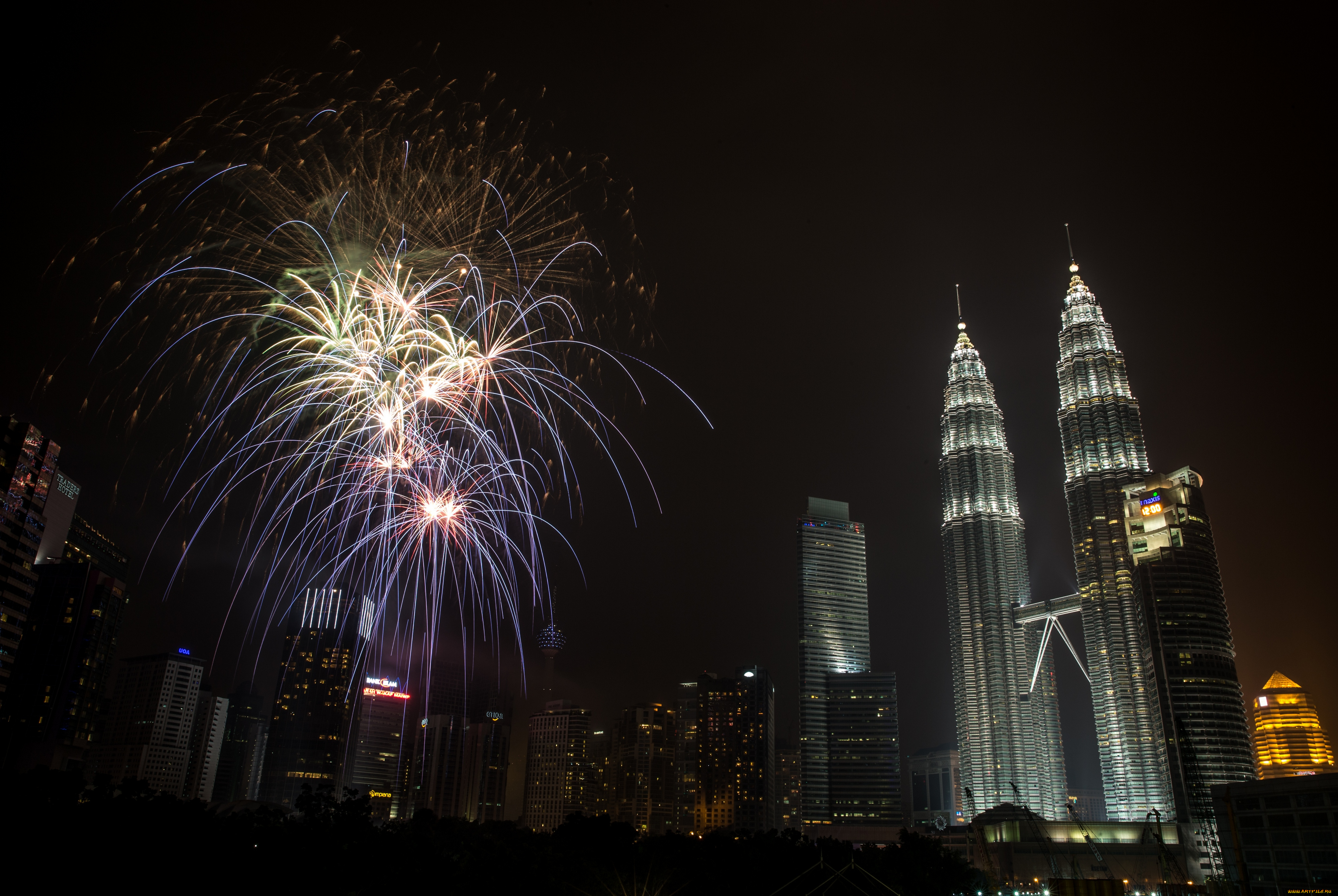 города, куала-лумпур, , малайзия, зрелище, иллюминация, фейерверк