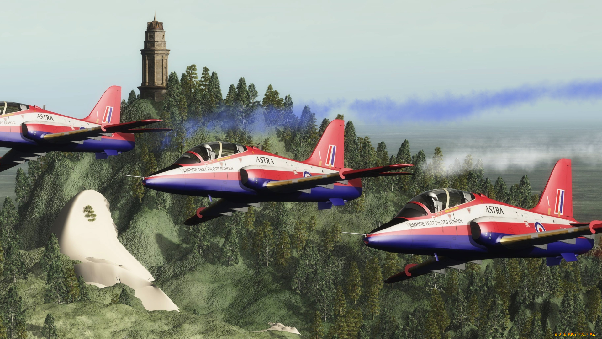 авиация, 3д, рисованые, v-graphic, лес, полет, самолеты, вершина