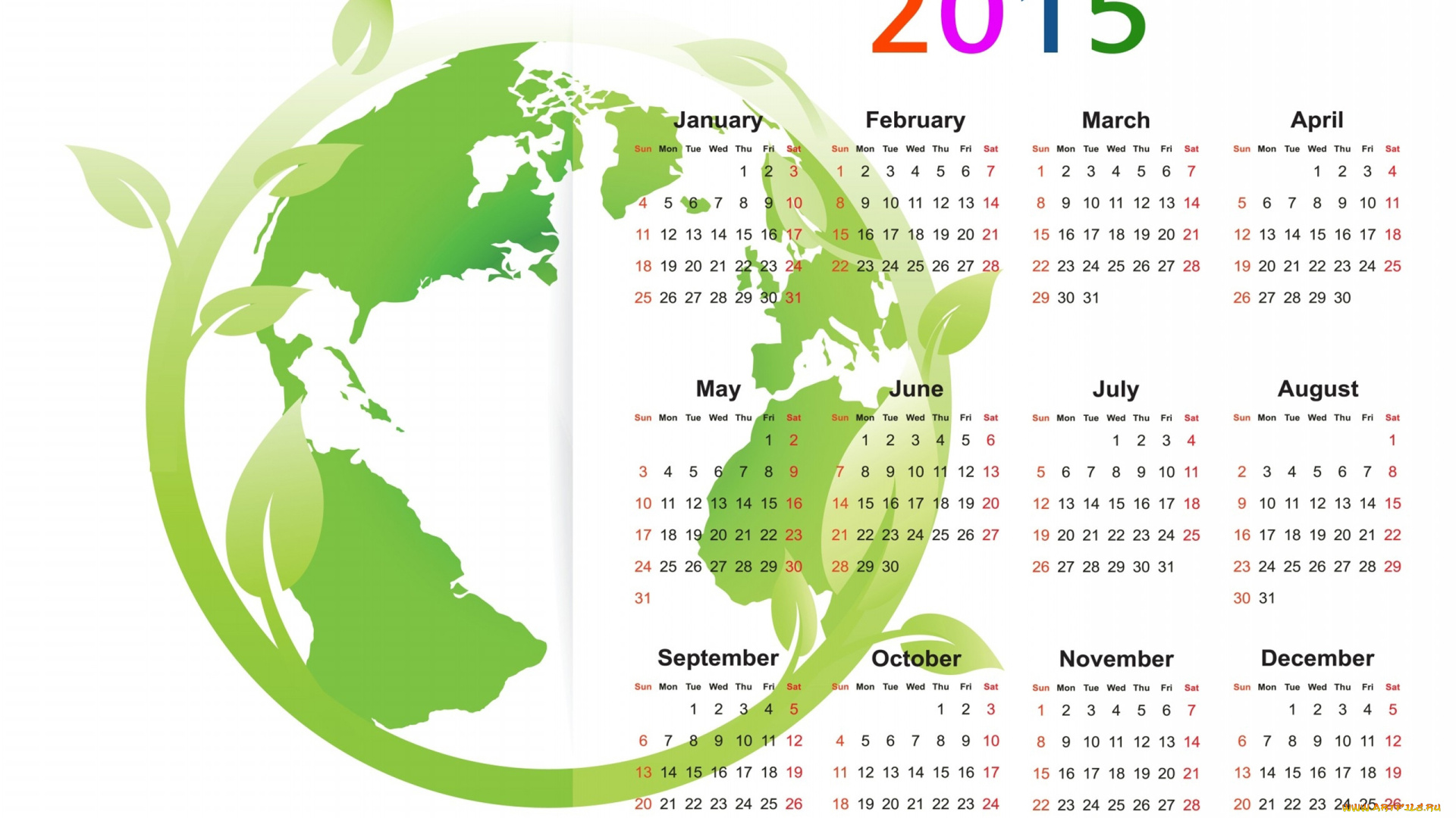 календари, рисованные, , векторная, графика, ветка, листья, материки