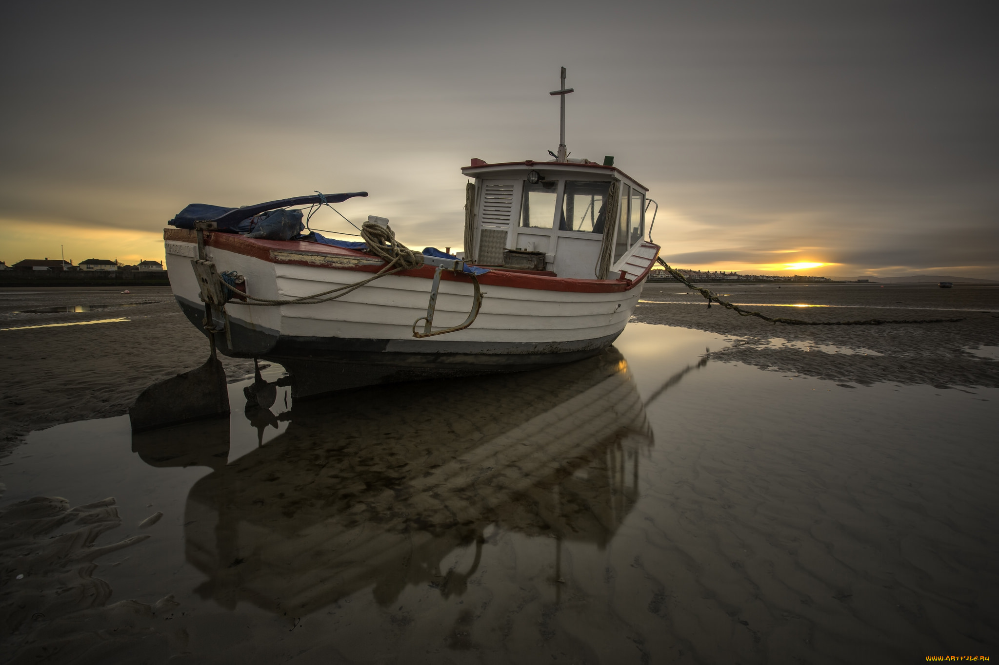 корабли, баркасы, , , буксиры, баркас, отлив, океан