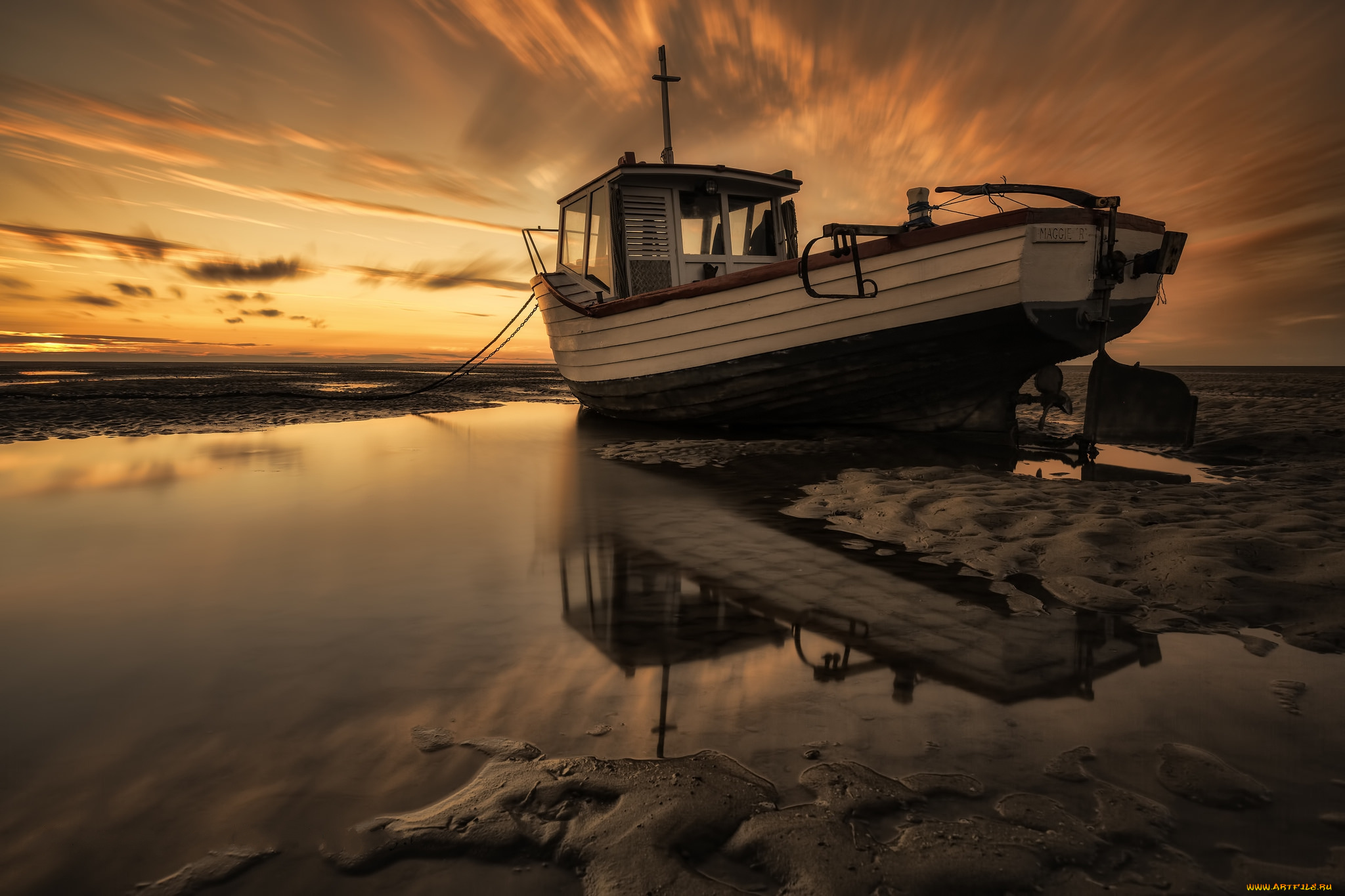 корабли, баркасы, , , буксиры, баркас, отлив, океан