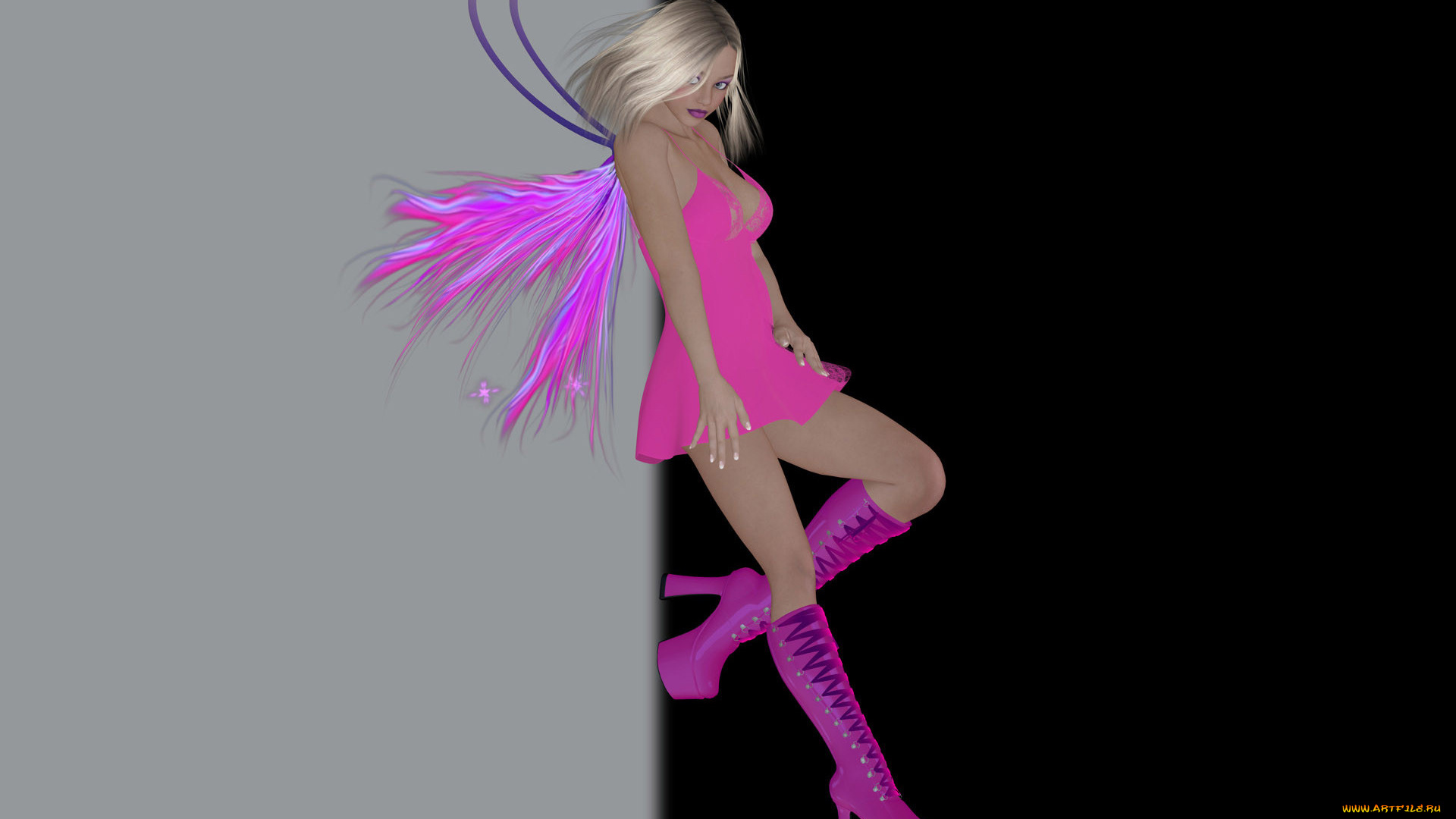 3д, графика, ангел, , angel, взгляд, крылья, ангел, фон, девушка