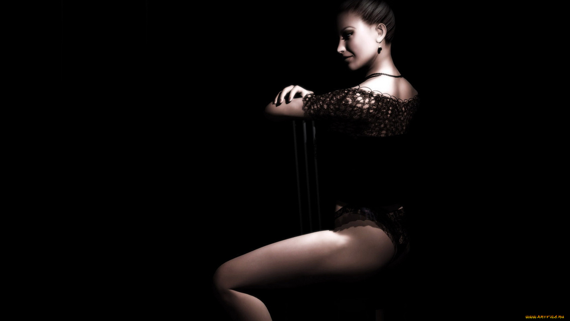 3д, графика, люди, , people, девушка, стул, фон