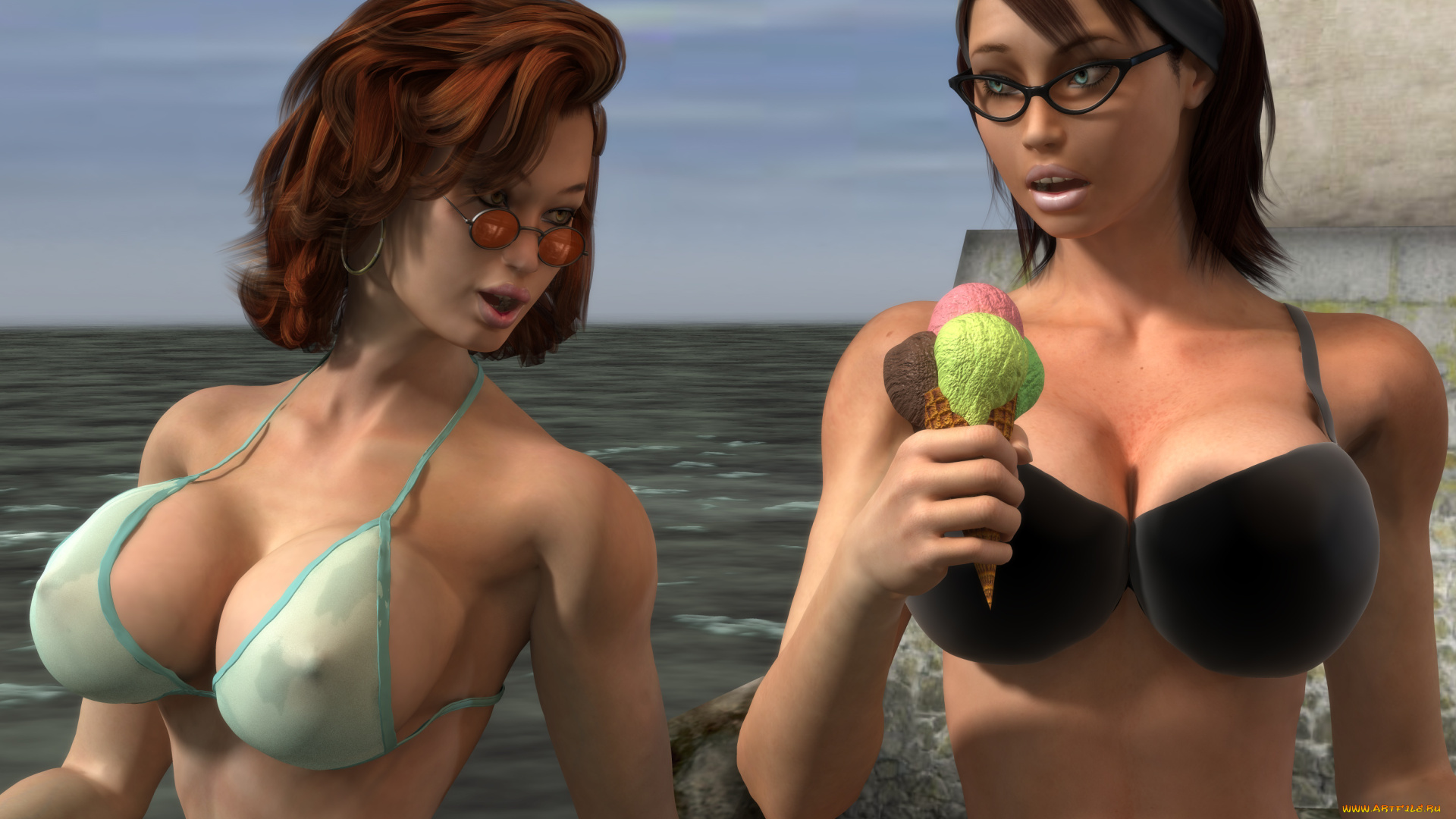 3д, графика, люди, , people, фон, взгляд, девушки, грудь