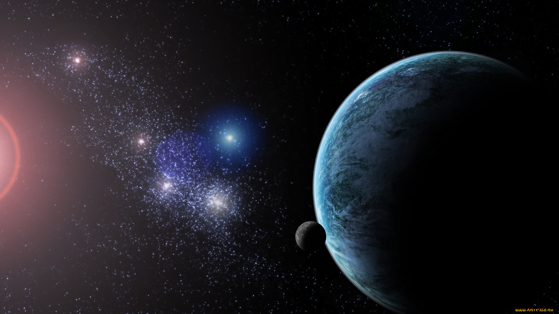 космос, арт, звезды, планеты, галактика, вселенная