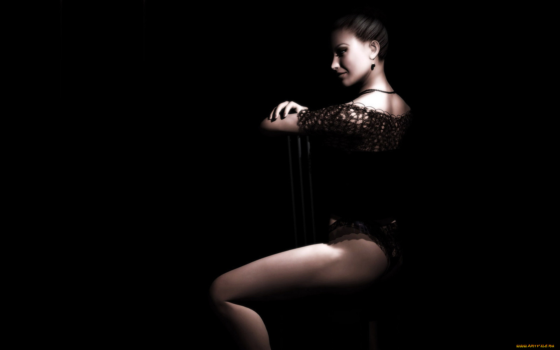 3д, графика, люди, , people, девушка, стул, фон