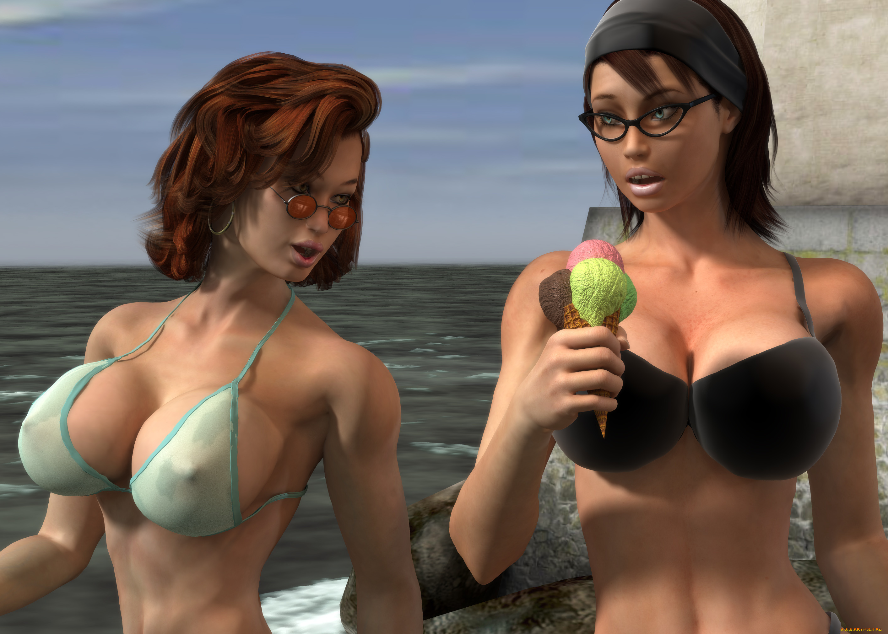 3д, графика, люди, , people, фон, взгляд, девушки, грудь