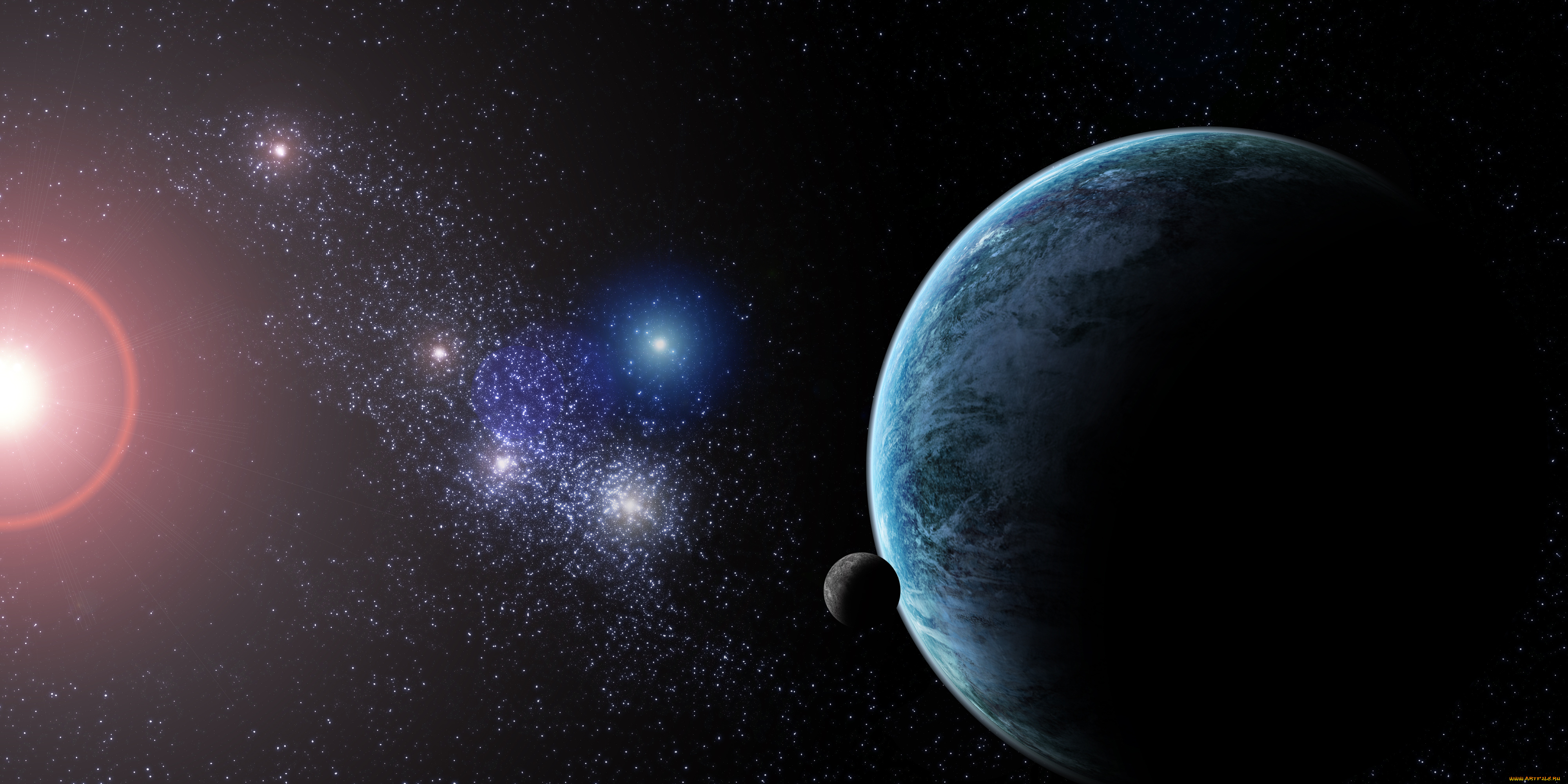 космос, арт, звезды, планеты, галактика, вселенная