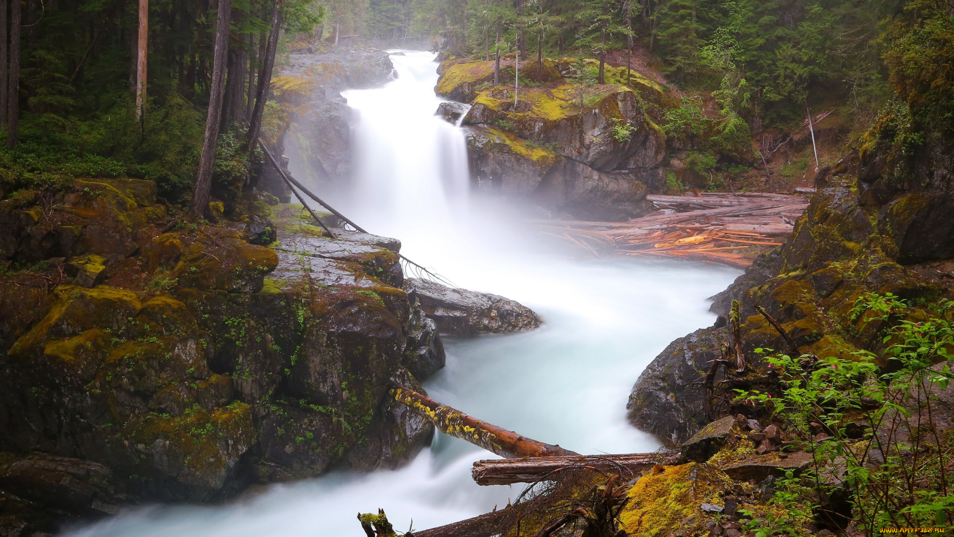 природа, водопады, поток, камни
