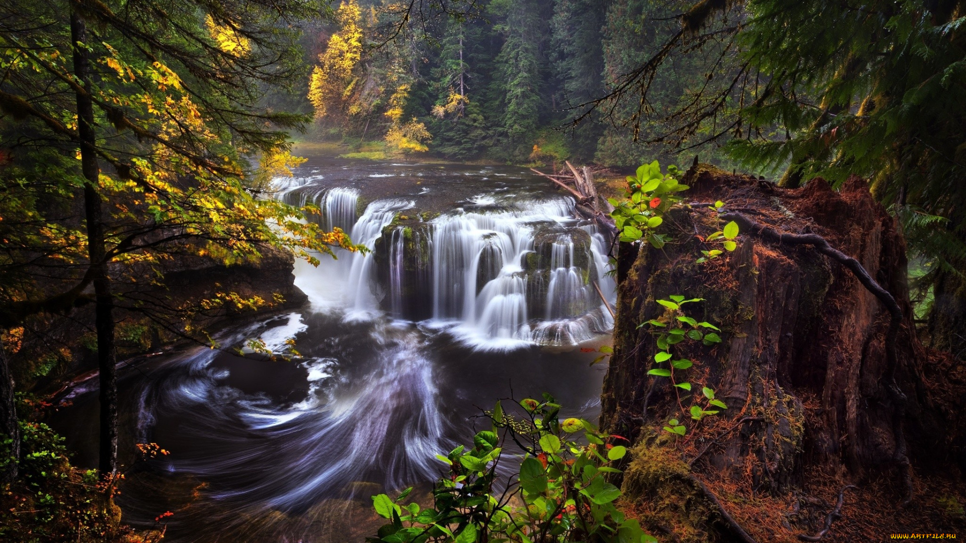 природа, водопады, поток, камни