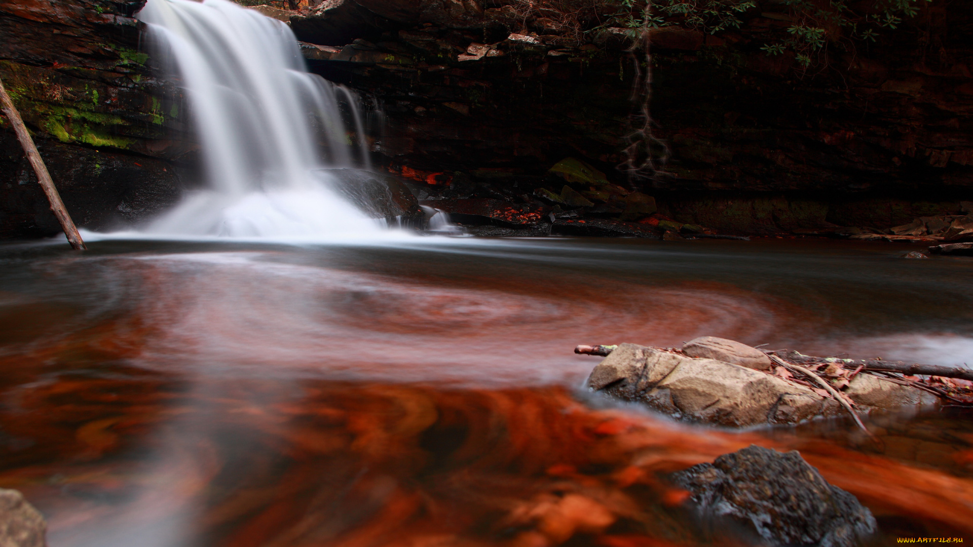 природа, водопады, поток, камни