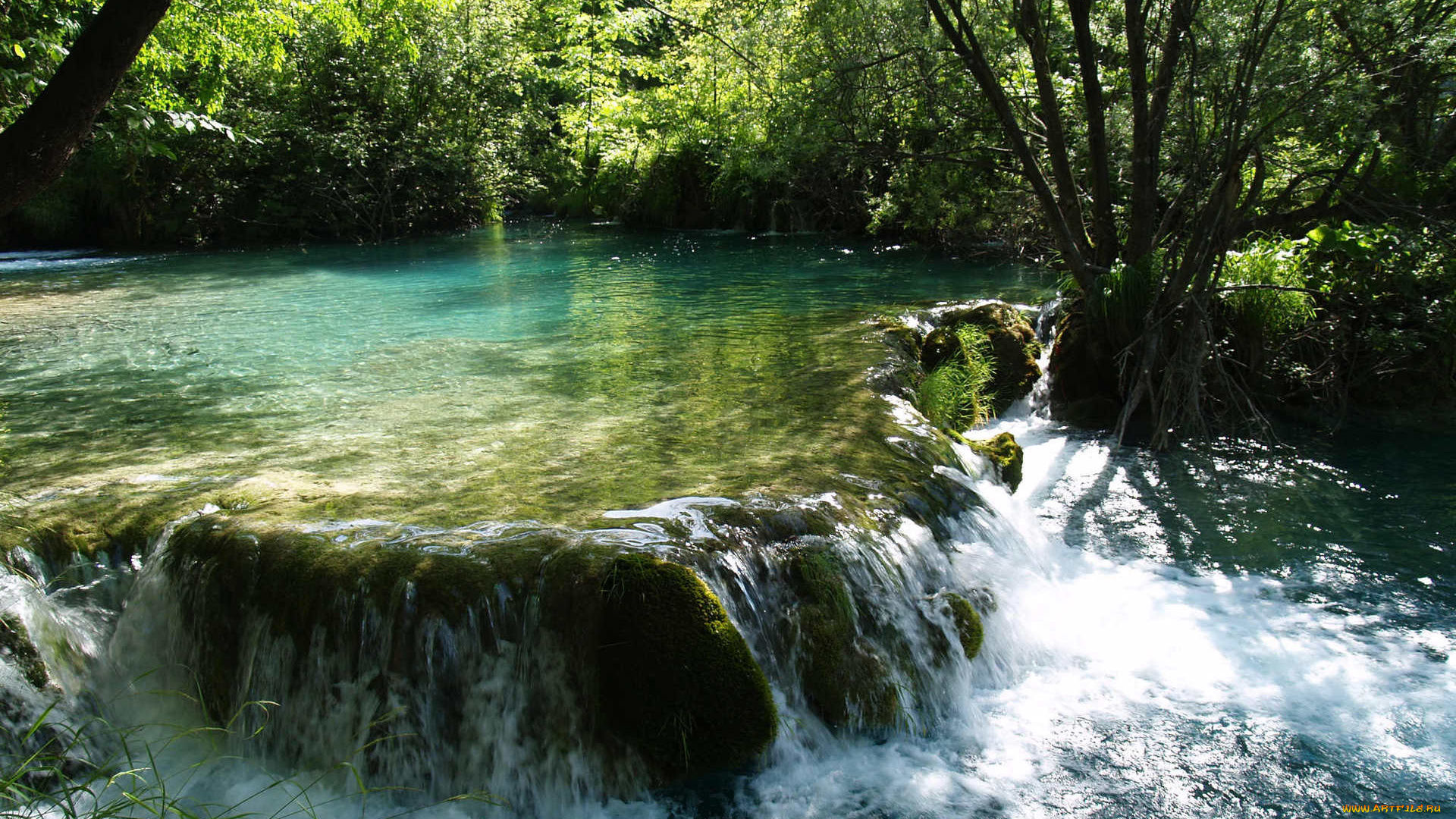 природа, водопады, река, лес