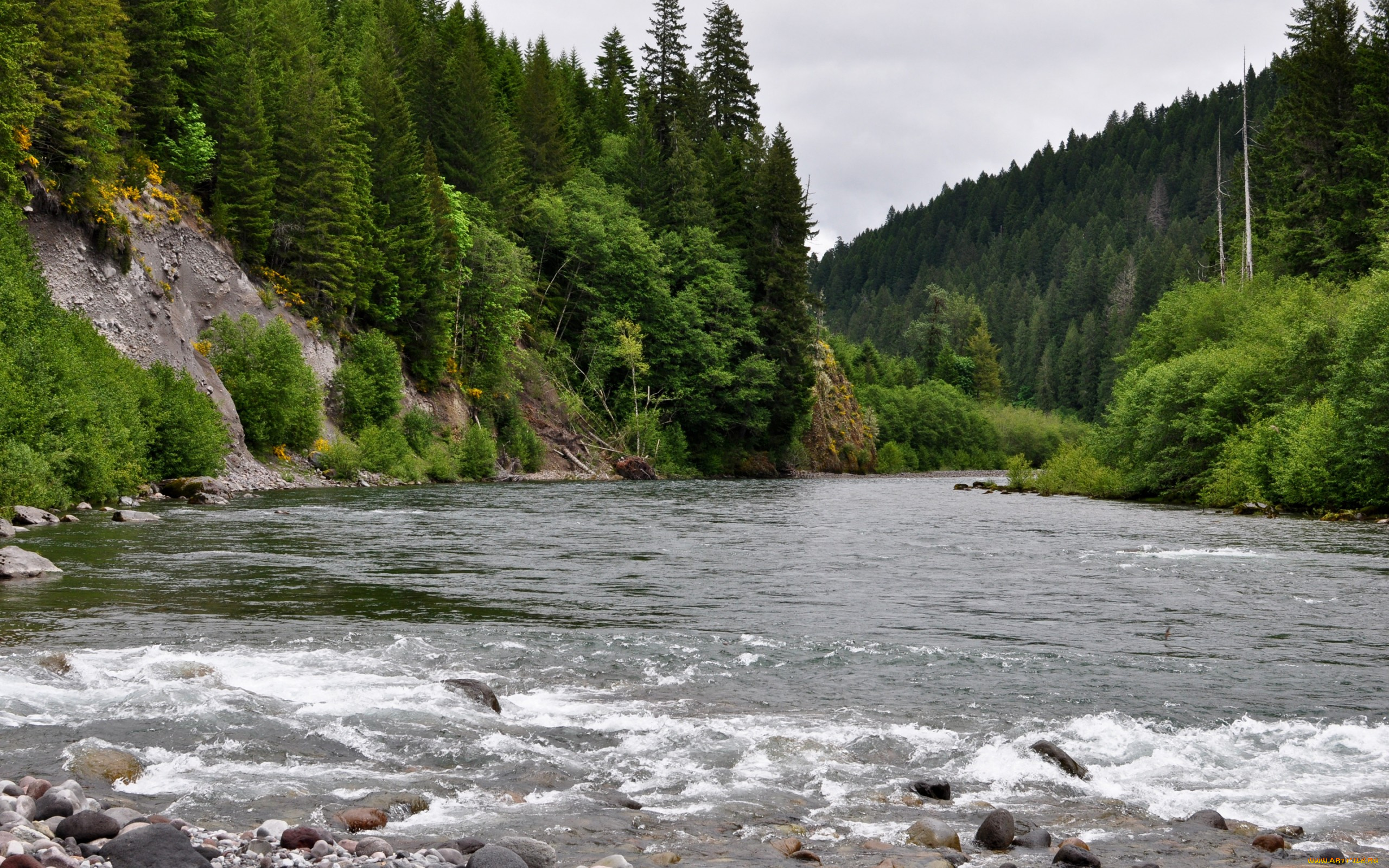 природа, реки, озера, камни, поток