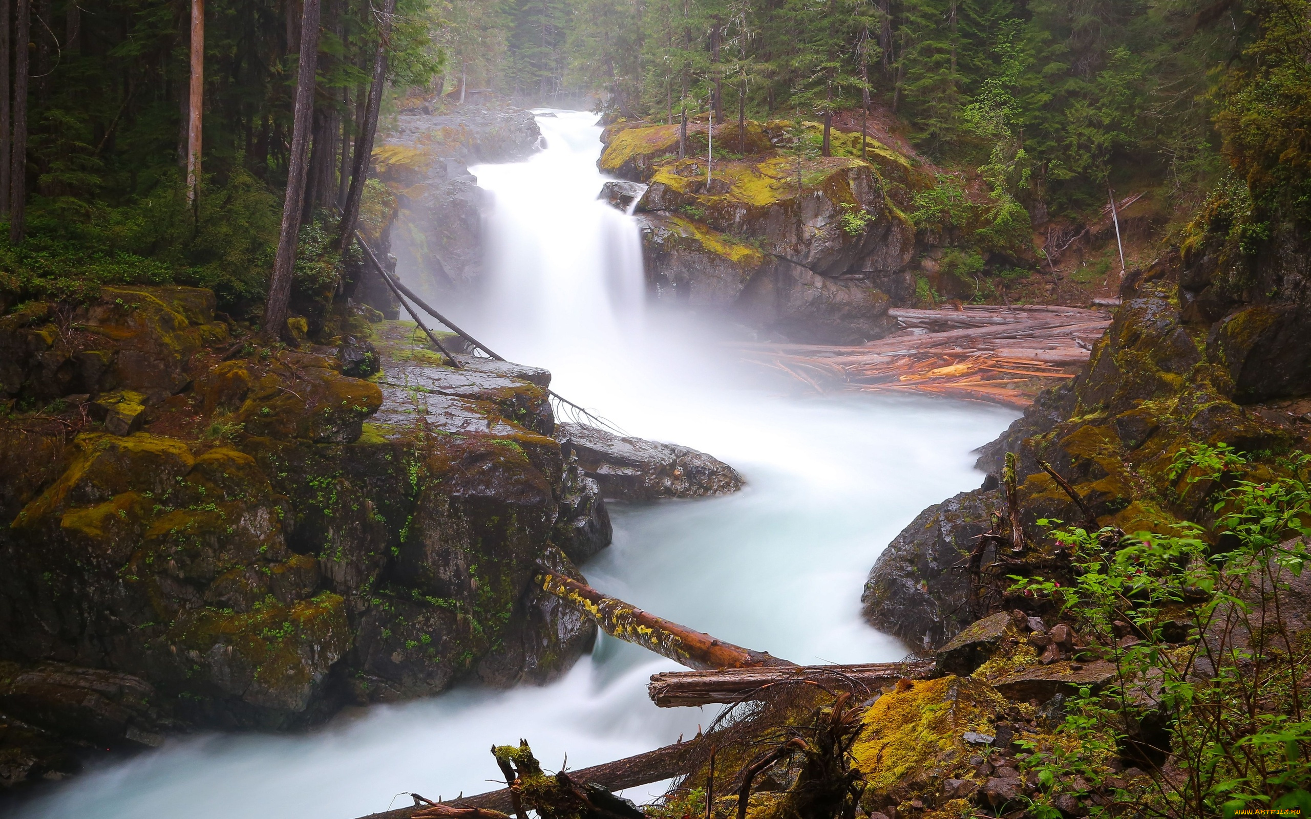 природа, водопады, поток, камни