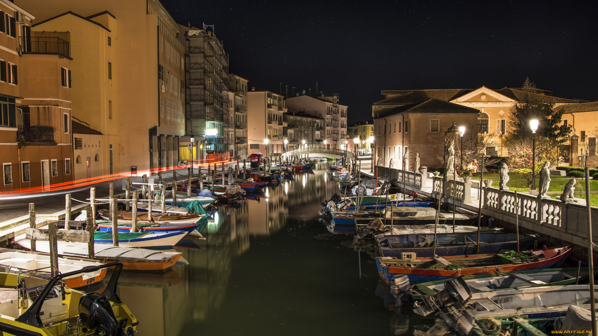 chioggia, venezia, корабли, порты, , , причалы, ночь, огни