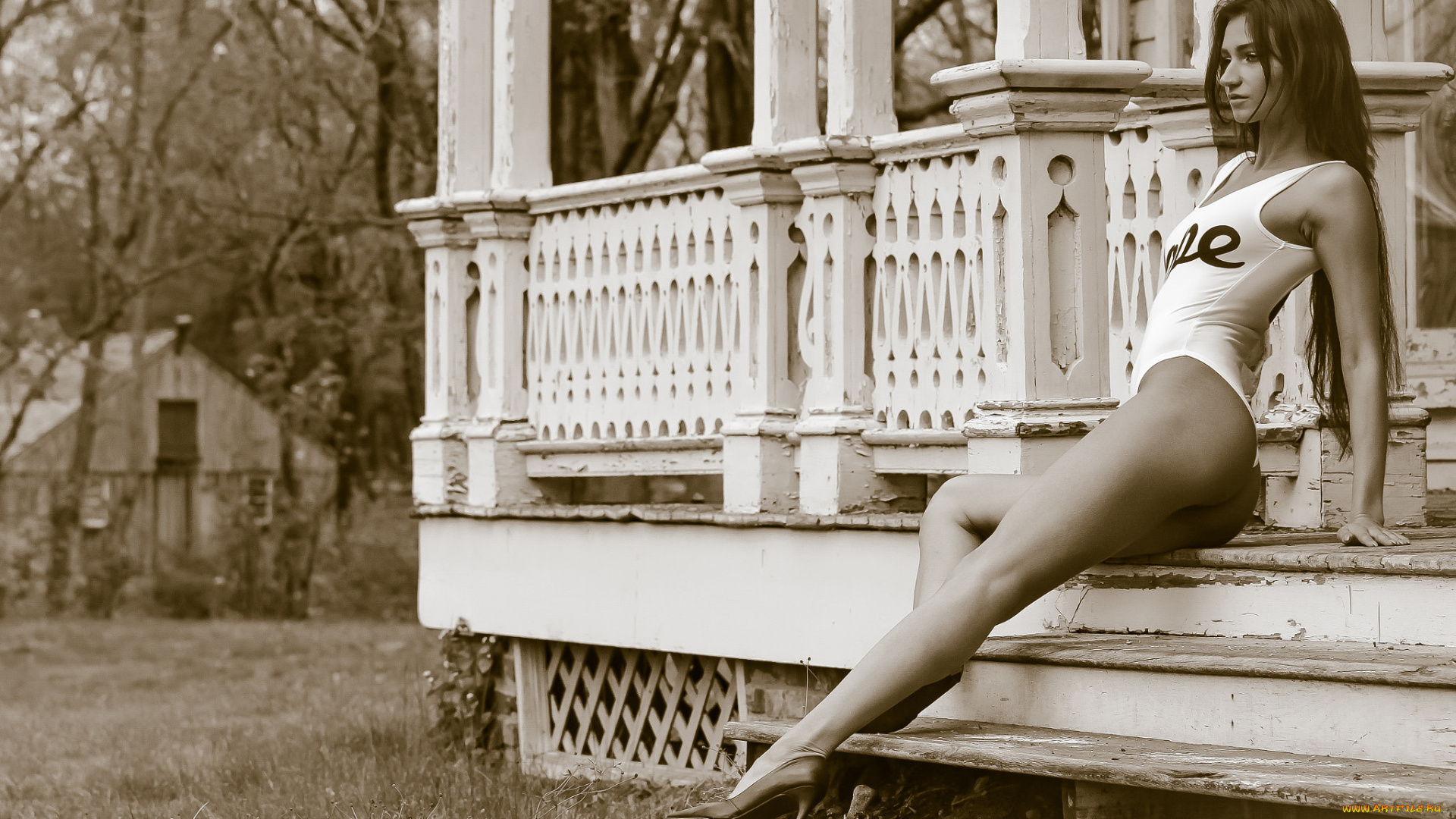 девушки, -unsort, , Черно-белые, обои, туфли, крыльцо, ilvy, kokomo