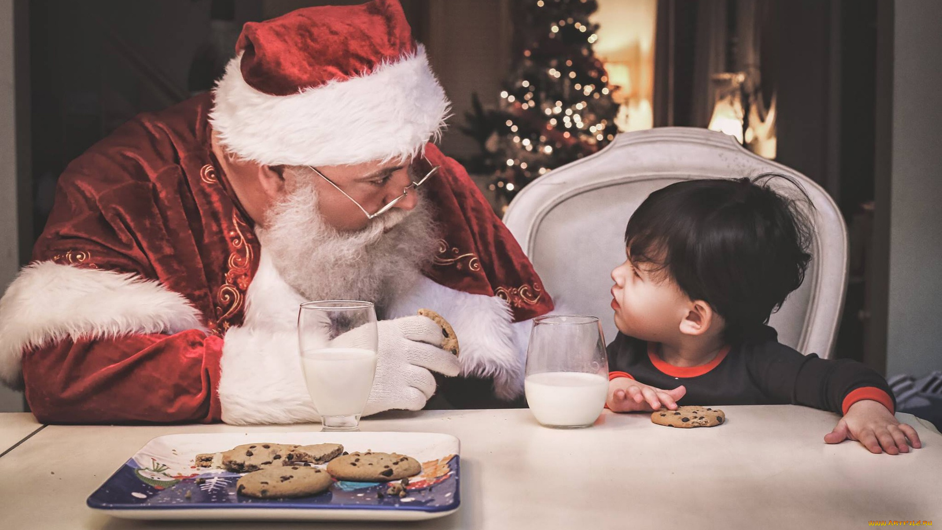 праздничные, дед, мороз, , санта, клаус, печенье, новый, год, молоко, угощение, рождество, мальчик, санта, клаус
