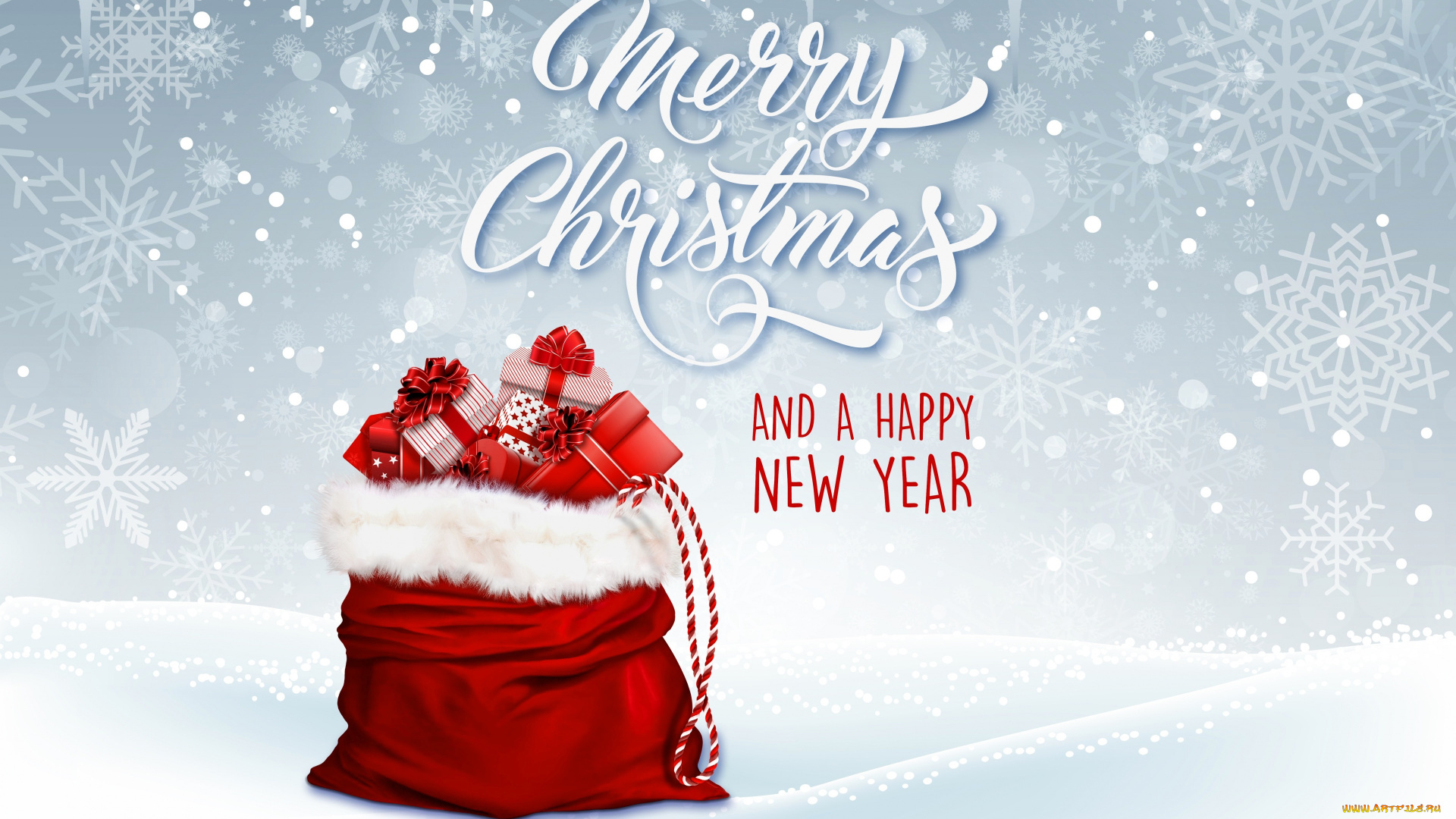 праздничные, векторная, графика, , новый, год, подарки, праздник, мешок, рождество, снежинка