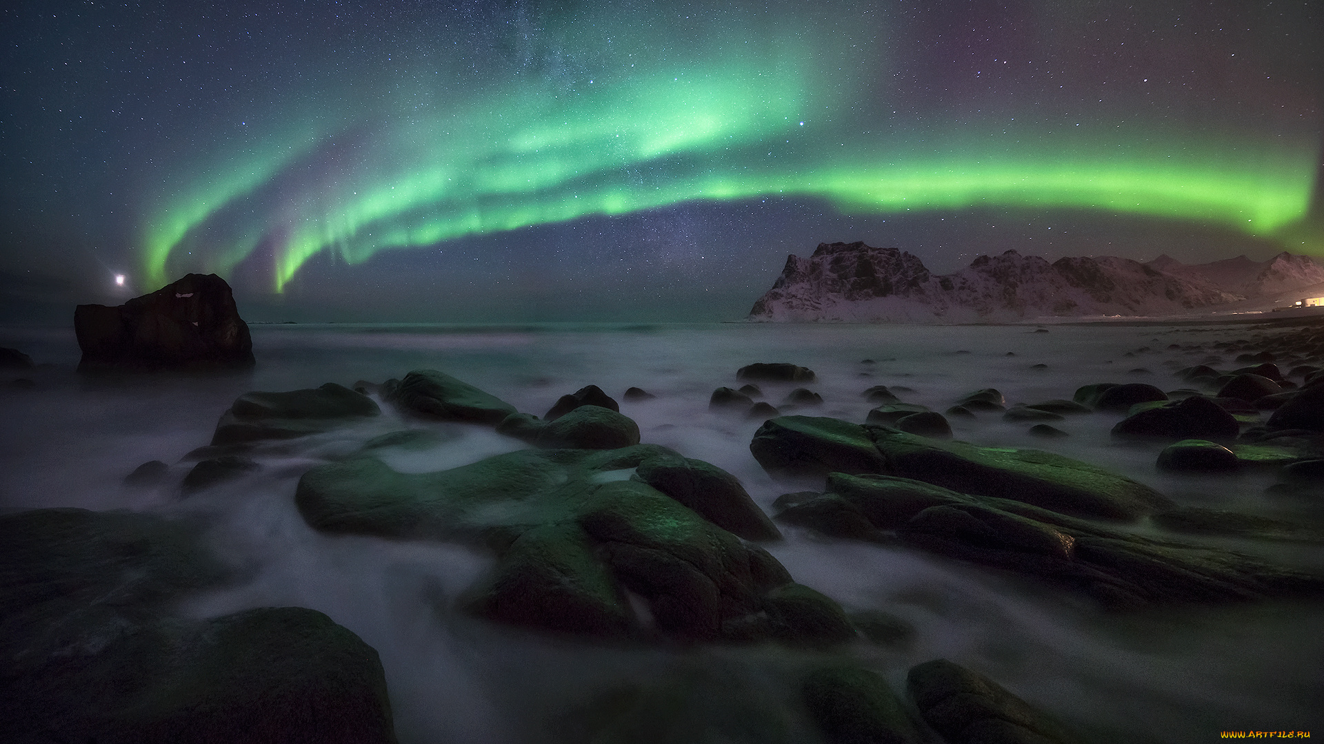 природа, северное, сияние, простор