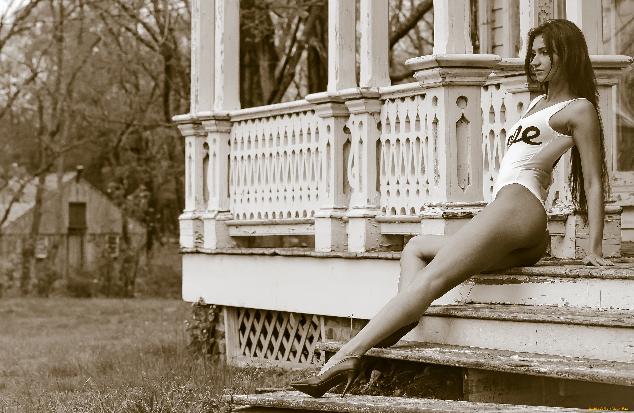 девушки, -unsort, , Черно-белые, обои, туфли, крыльцо, ilvy, kokomo