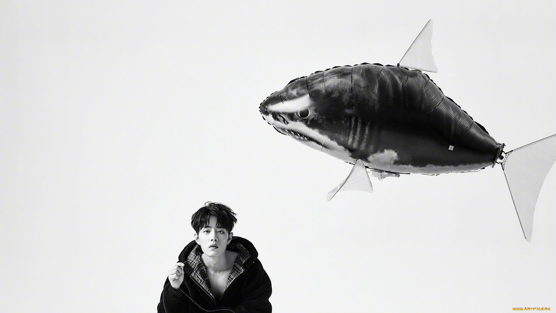 мужчины, xiao, zhan, лицо, куртка, шарик, рыба