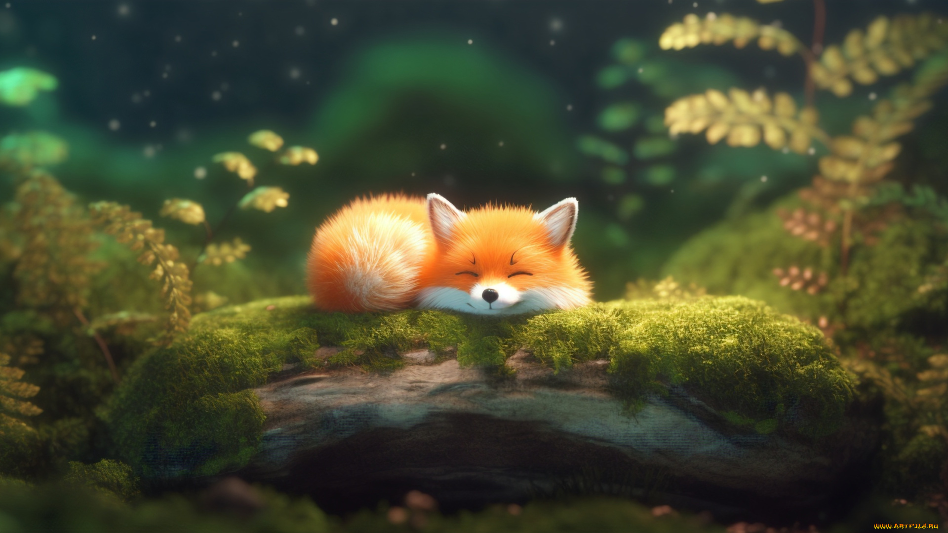 рисованное, животные, , лисы, лисенок