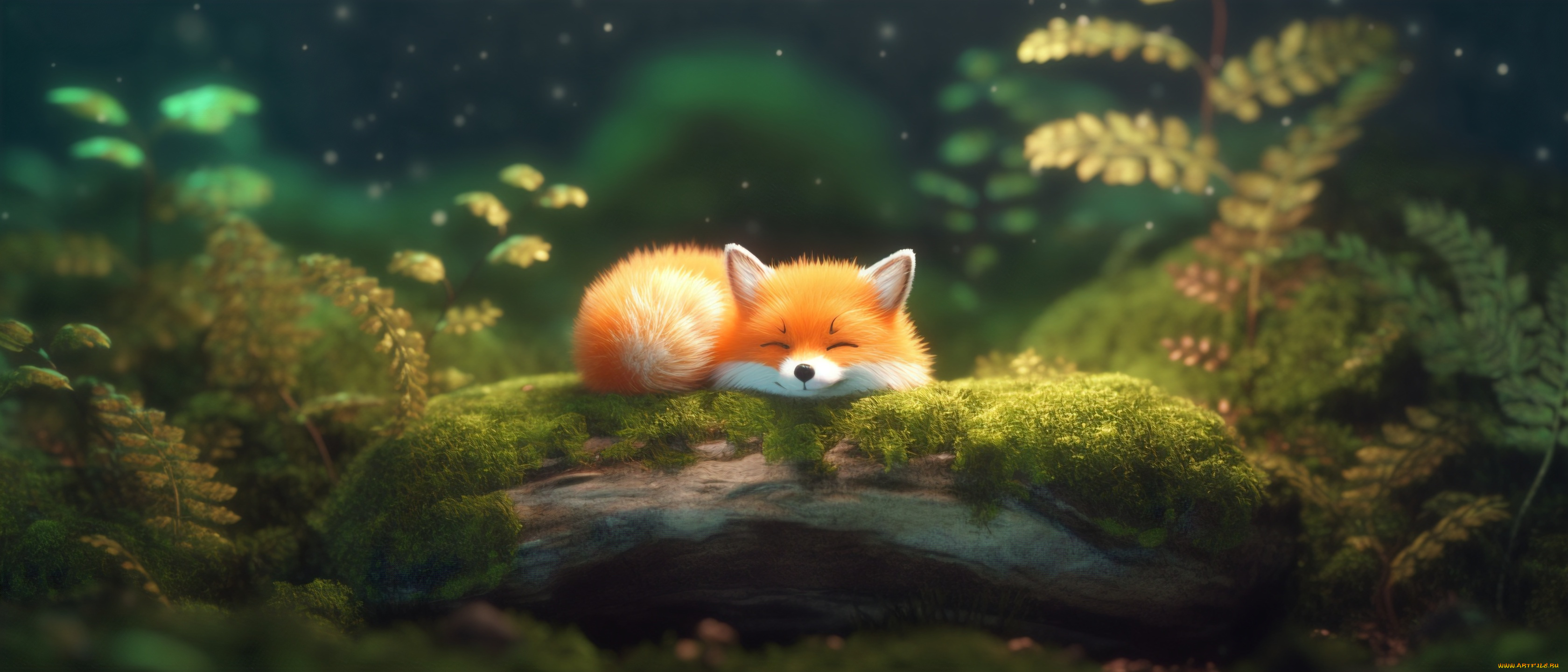 рисованное, животные, , лисы, лисенок