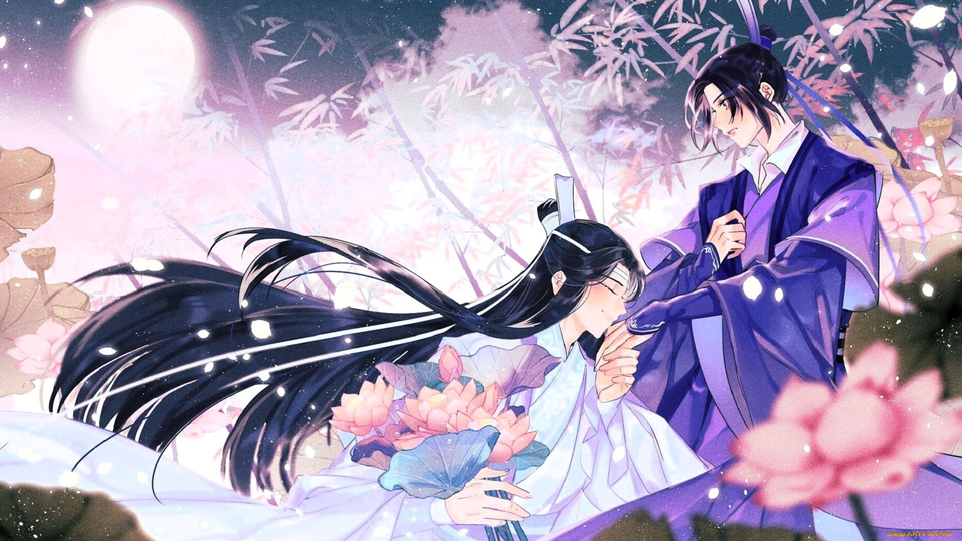 аниме, mo, dao, zu, shi, лань, сичэнь, цзян, чэн, бамбук, лотосы