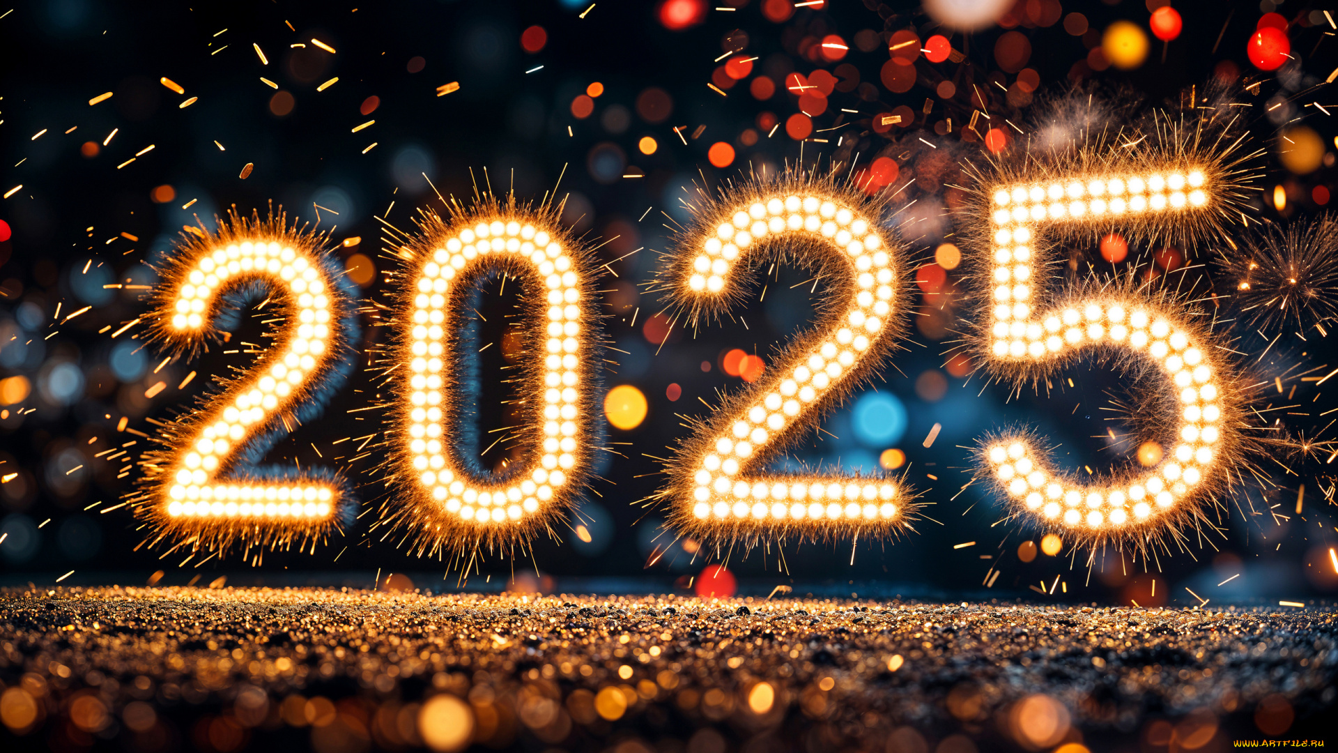 праздничные, -, разное, , новый, год, 2025, новый, год, бенгальские, огни, фейерверки, празднование, нового, года, блестки, типографика