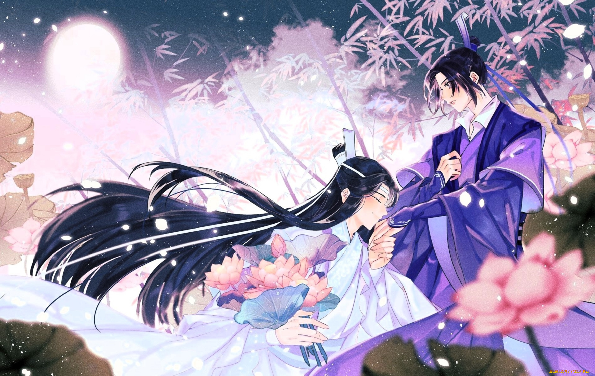 аниме, mo, dao, zu, shi, лань, сичэнь, цзян, чэн, бамбук, лотосы