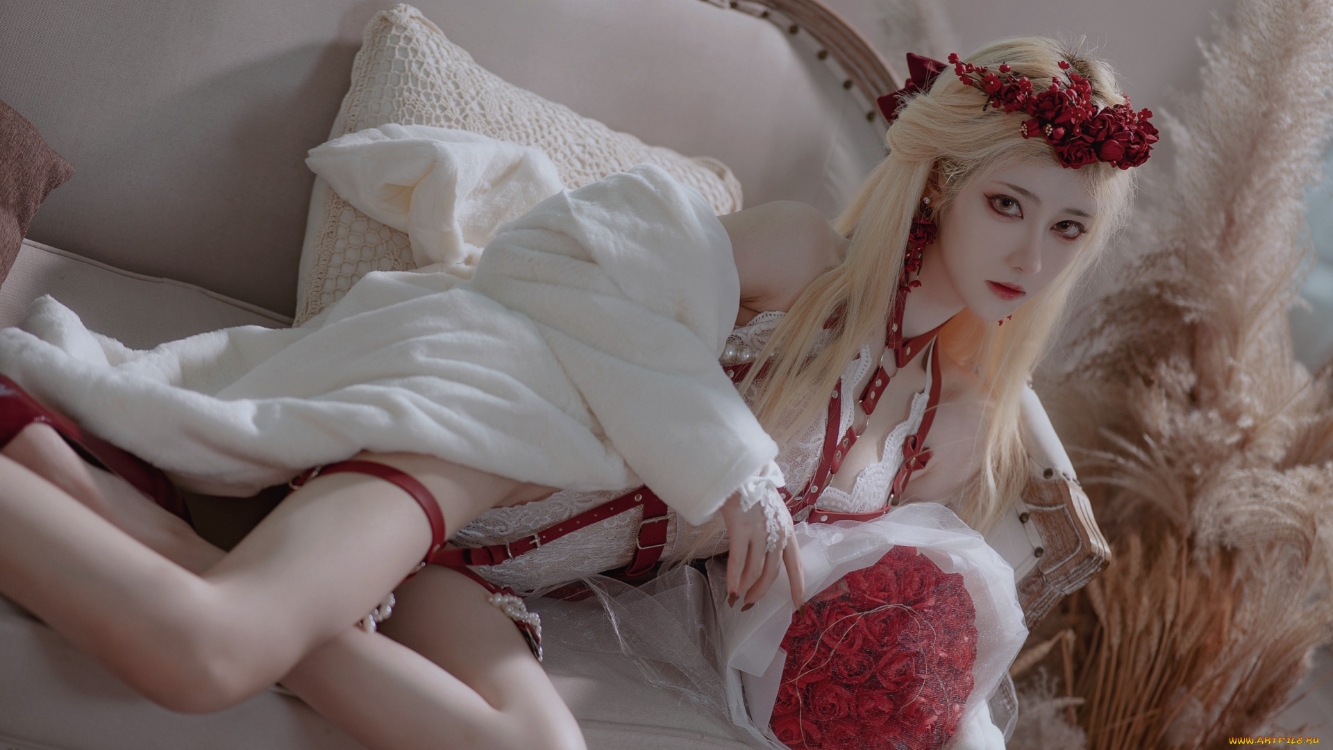 nantao, momoko, девушки, -, креатив, , косплей, девушка, женщина, блондинка, светловолосая, сексуальная, модель, звезда, позирует, разная, обувь, верхняя, стильная, одежда, нижнее, эротическое, бельё, трусы, лифчик, колготки, чулки, аксессуары, макияж, и, множество, элементов, на, фотографии