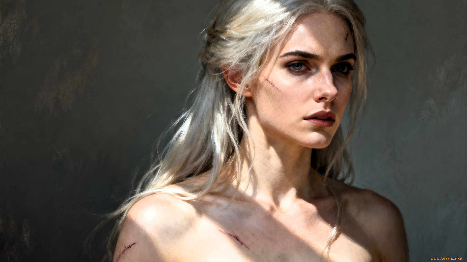 рисованное, люди, девушка, блондинка, лицо, плечи, раны